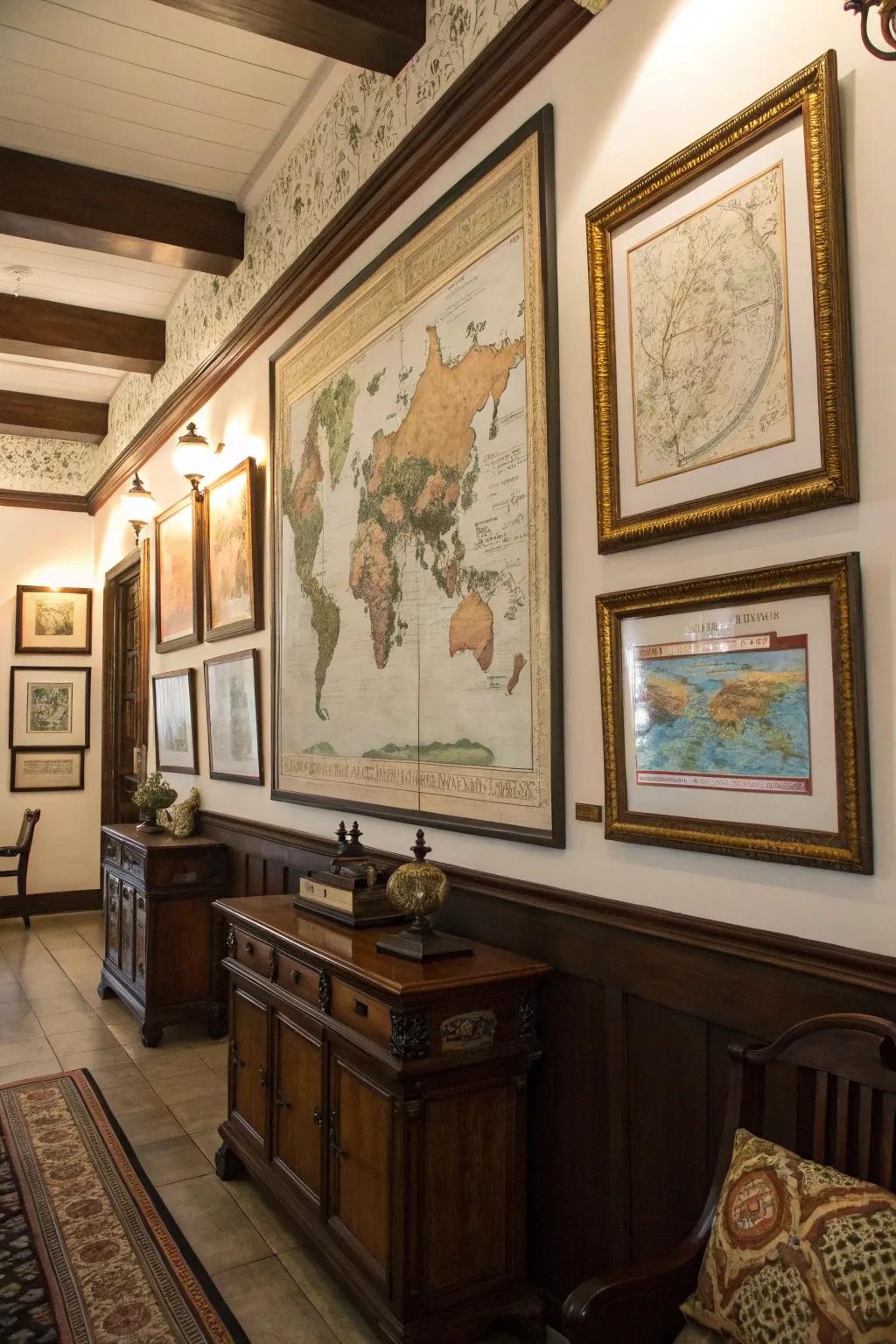 Old maps tell a story of exploration and thrill.