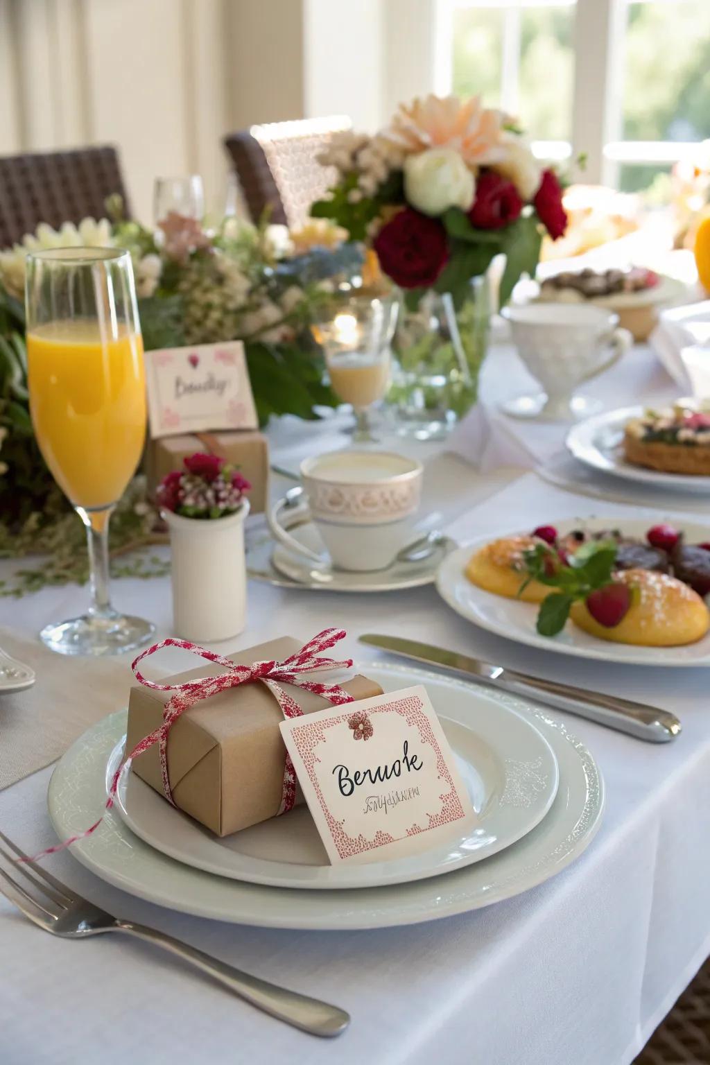 Custom place settings make guests feel special.