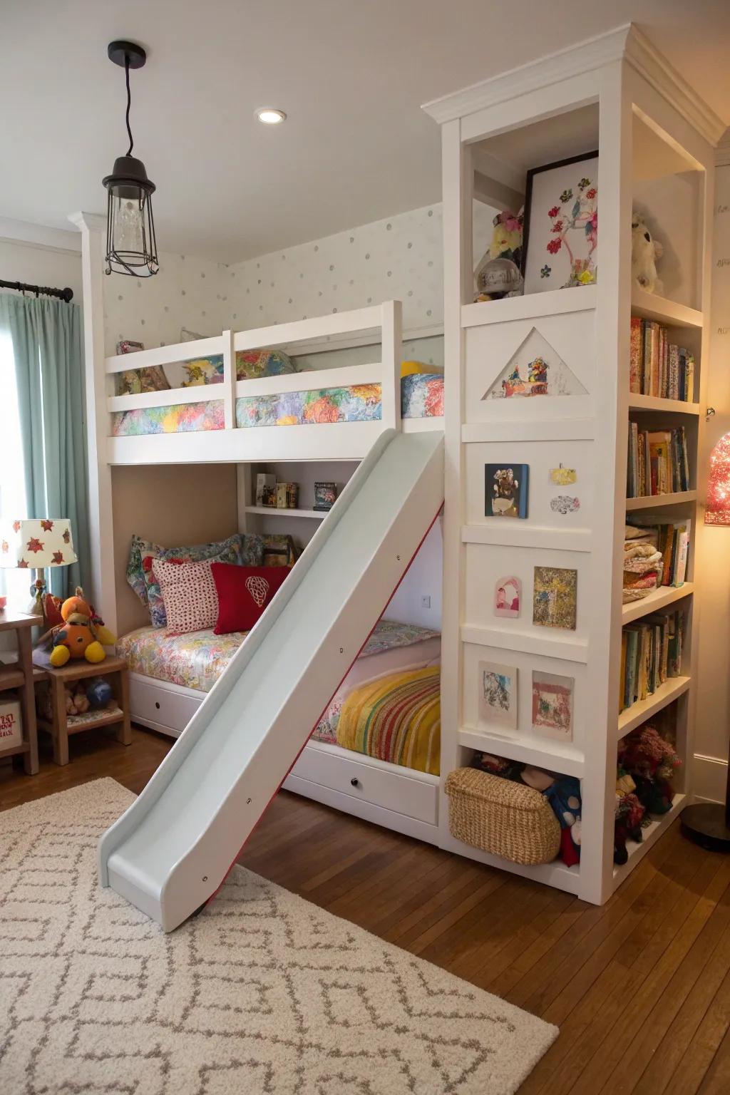 Play and practicality: a slide for the adventurous.