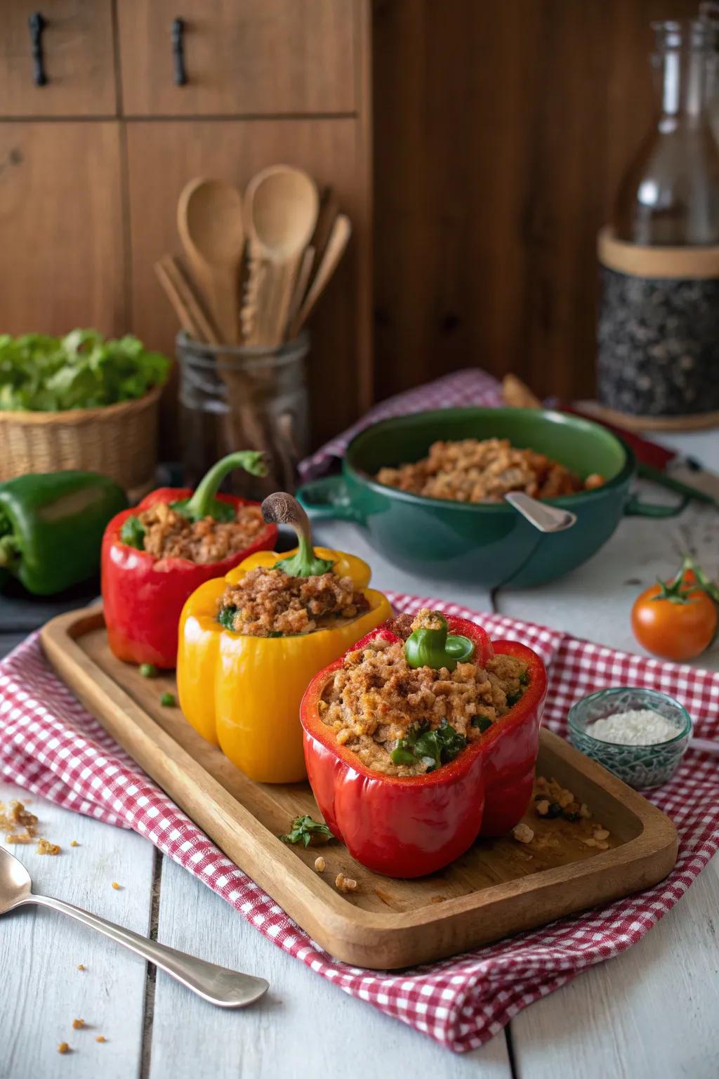 Stuffed bell peppers, a colorful and nutritious meal perfect for any occasion.