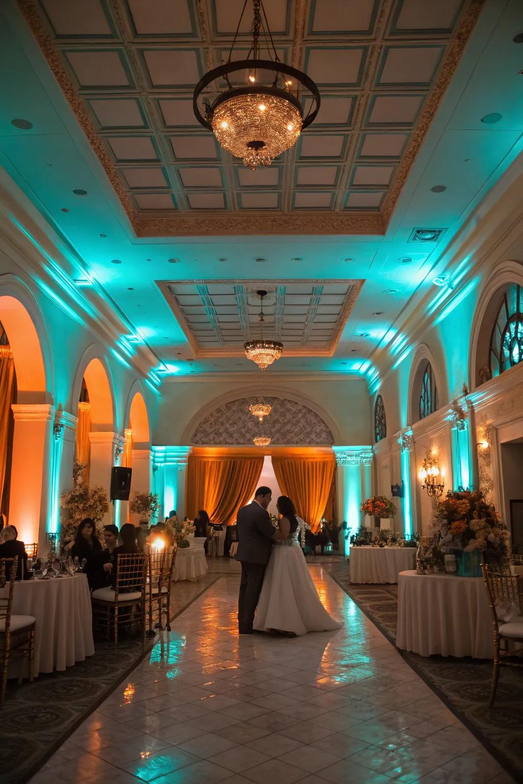 Reception lighting setting a romantic and cozy mood.