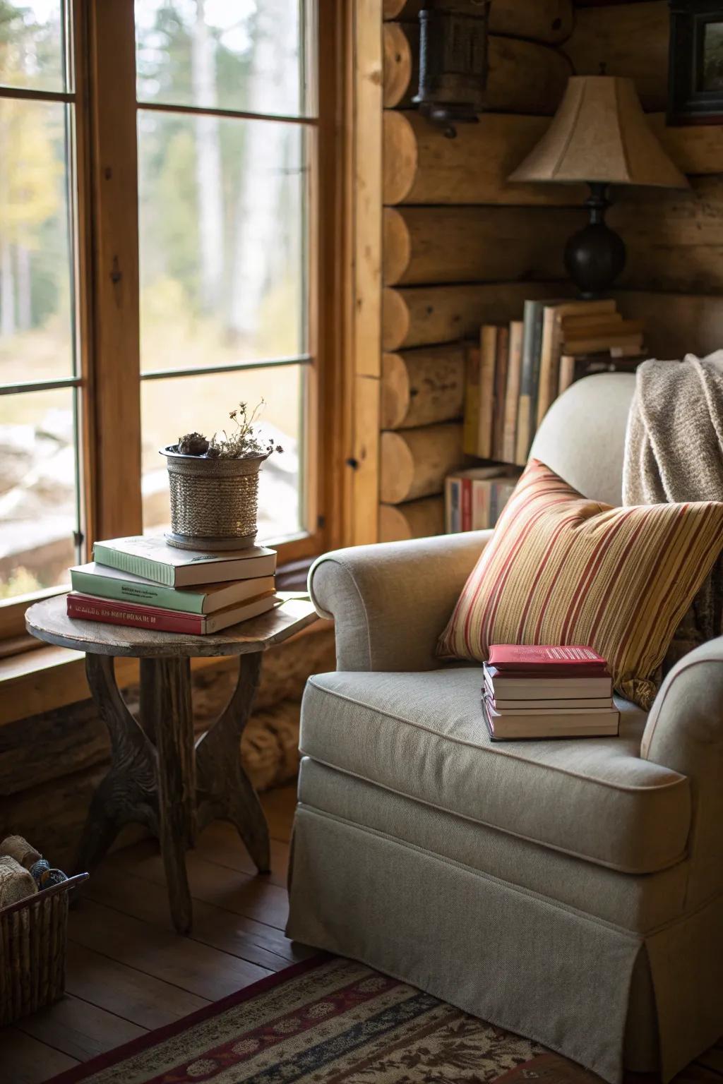 A snug reading alcove by the window delivers an ideal retreat.