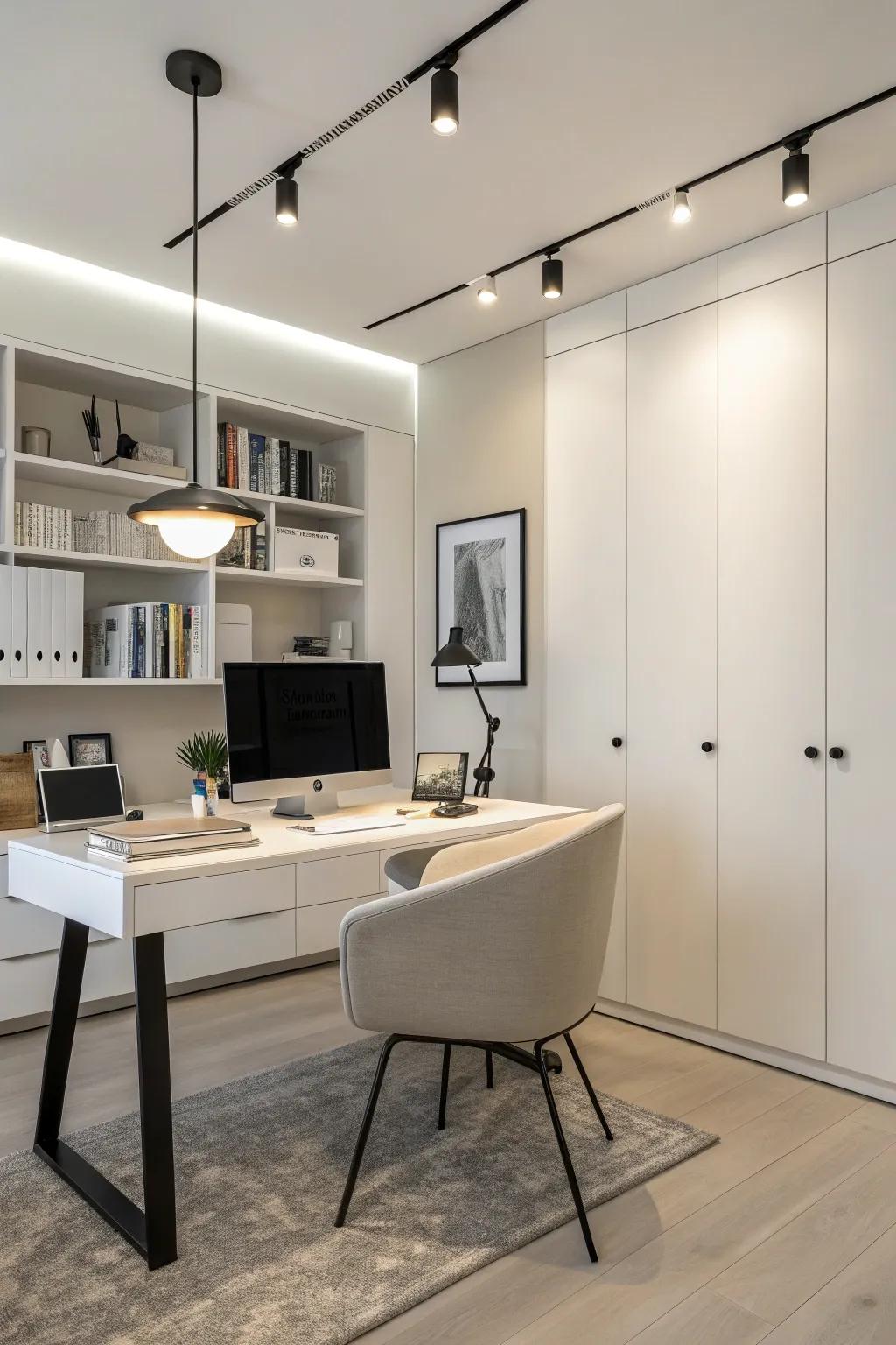 Realize an uncluttered office ambiance with minimalist cable lighting.