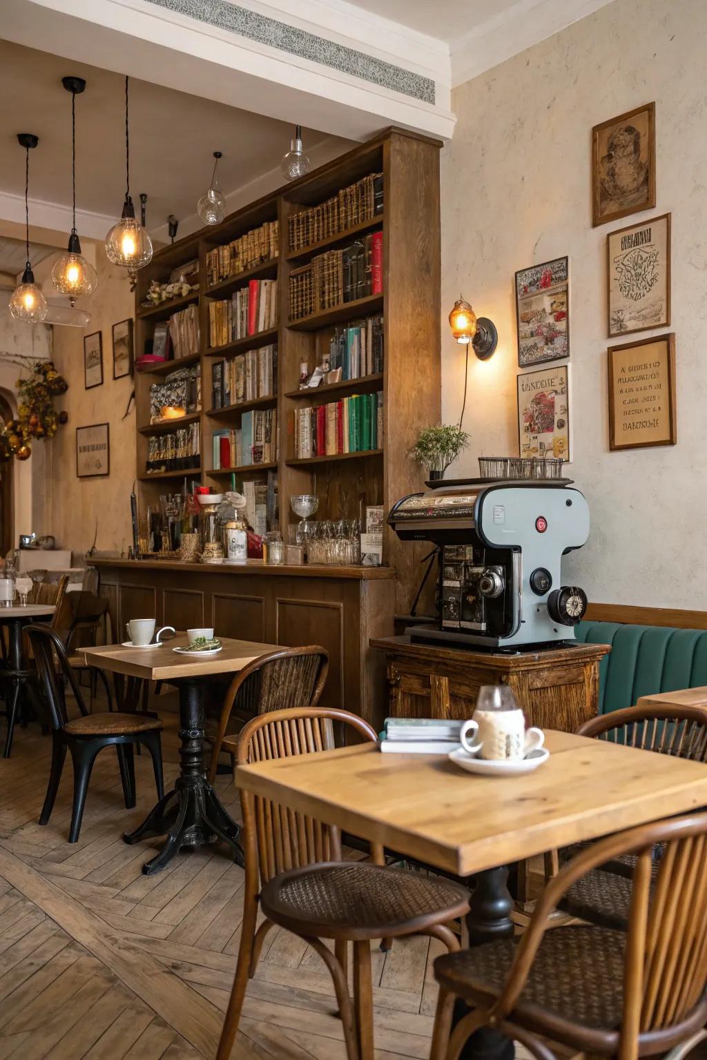 Vintage elements include nostalgic appeal to your home cafe.