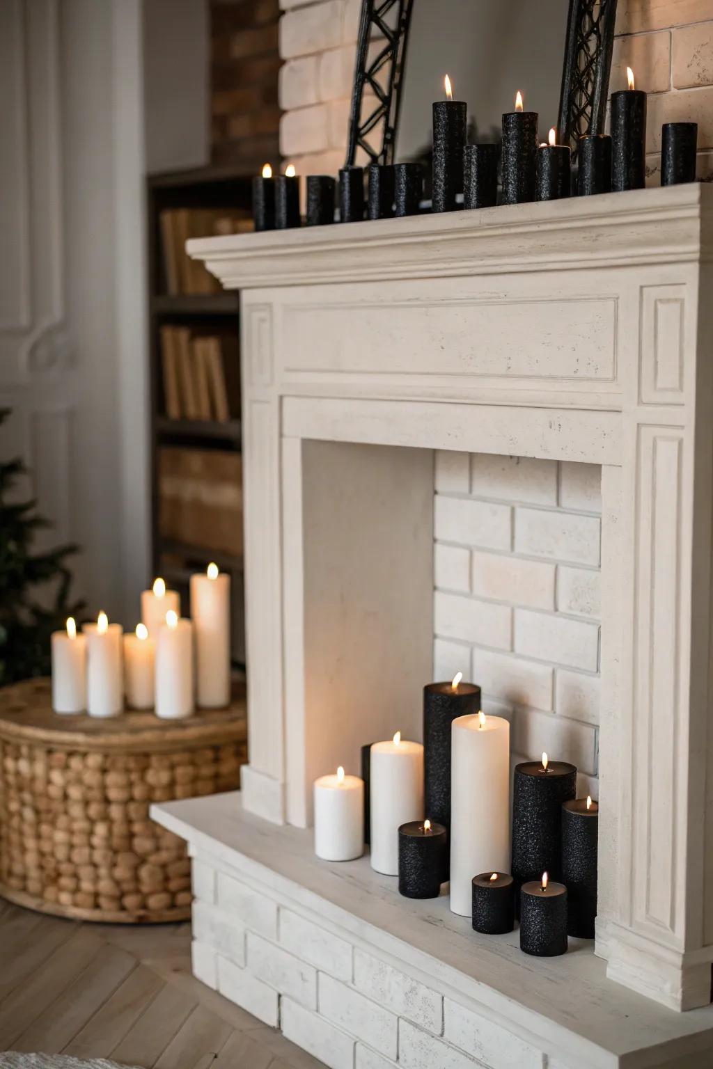 Monochrome candles offer a minimalist and striking appearance.