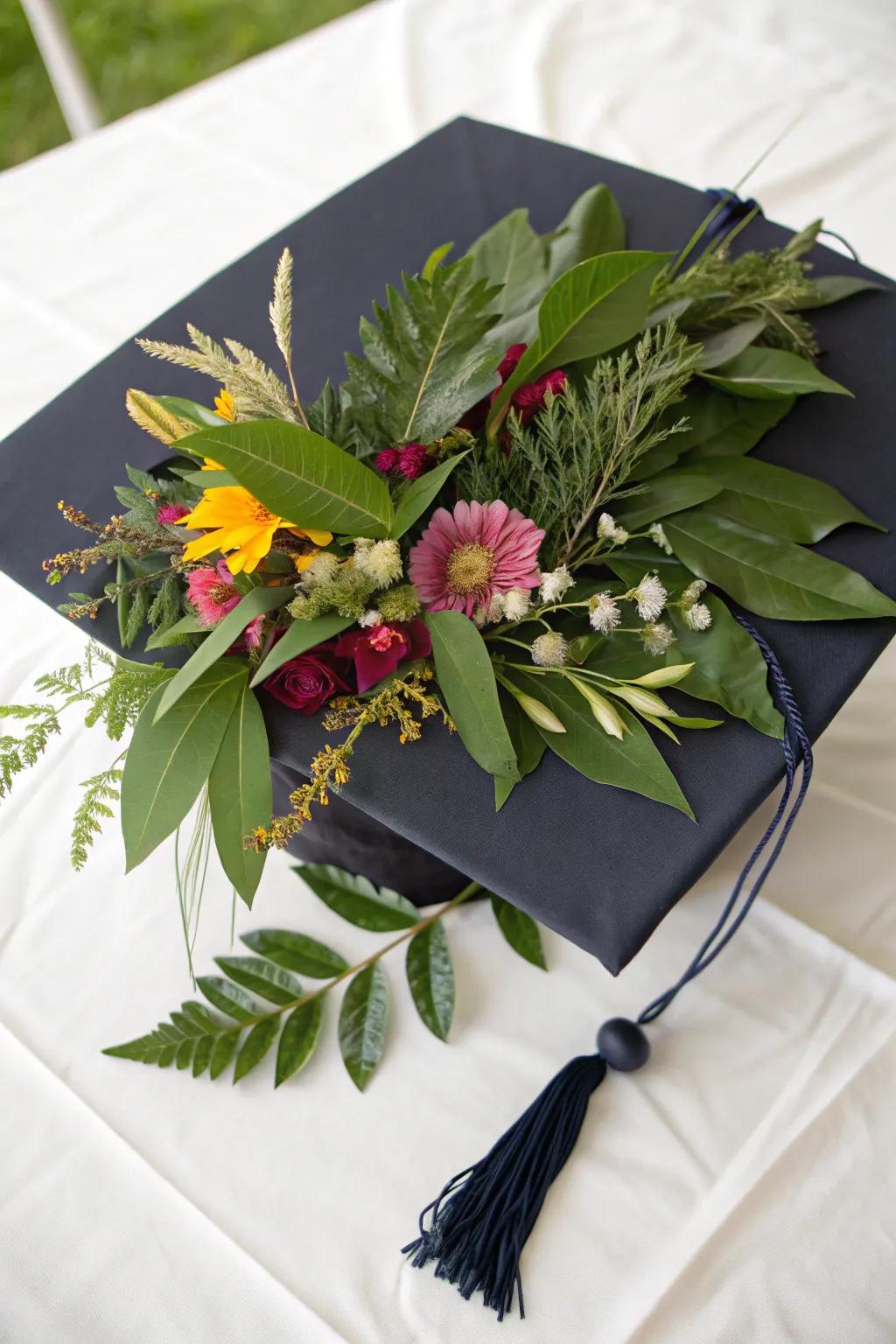 A cap including nature-sourced components resulting in an earthy ambiance.