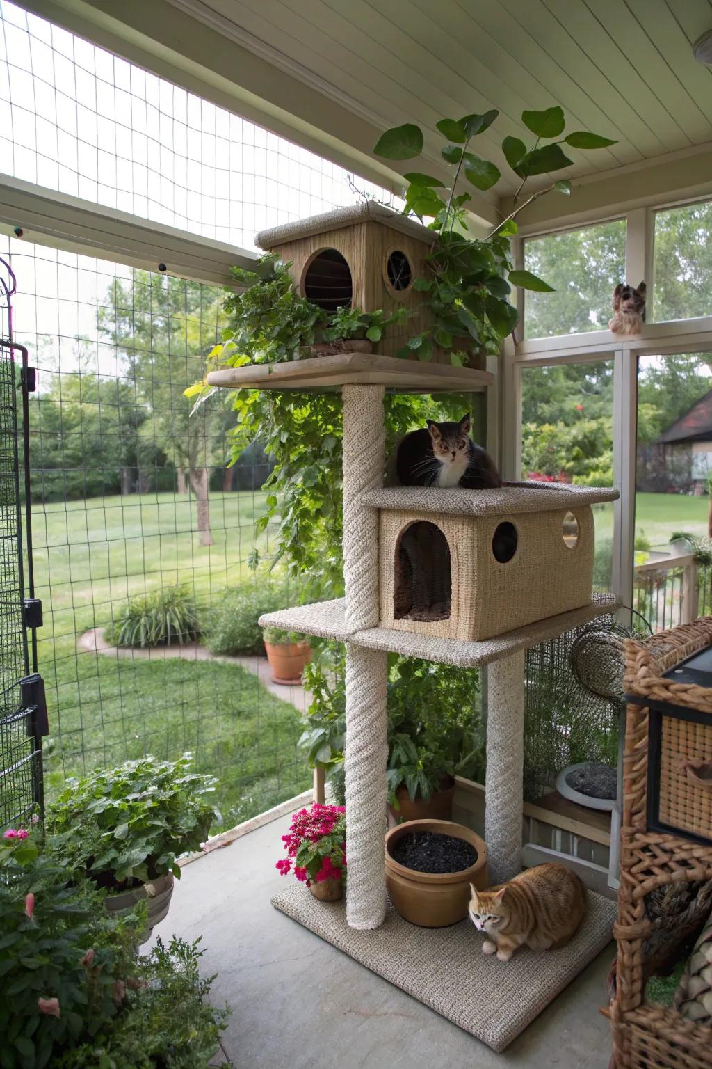 Multi-story kitty perch for playtime.
