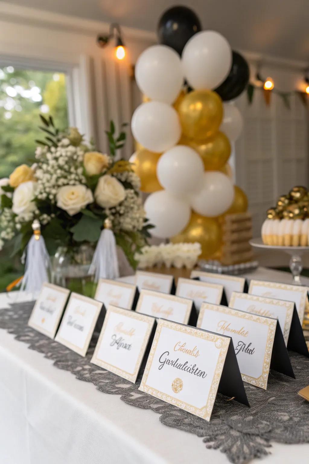 Customized name labels make each guest feel special.