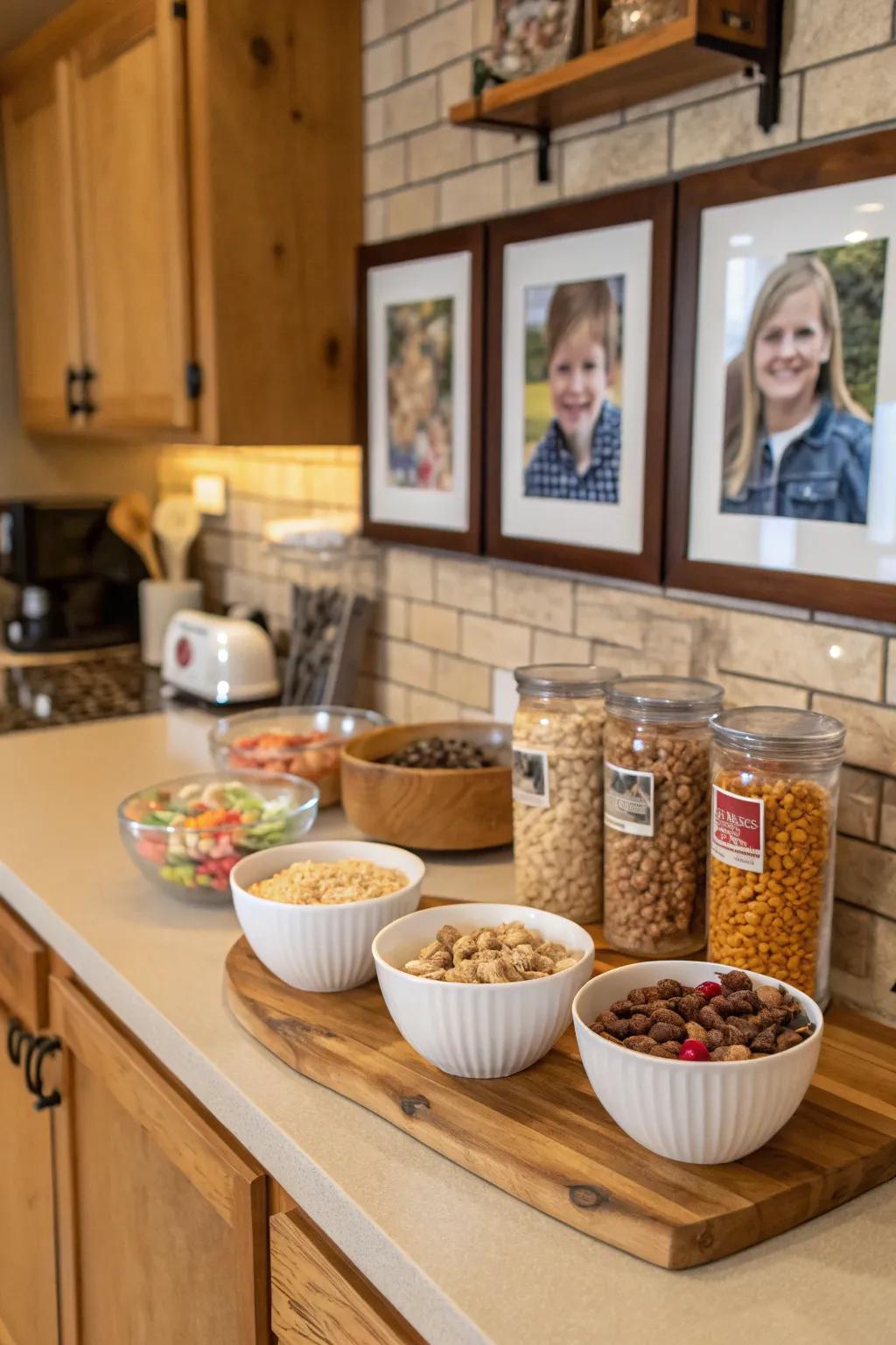 Personal touches make your cereal station your own.
