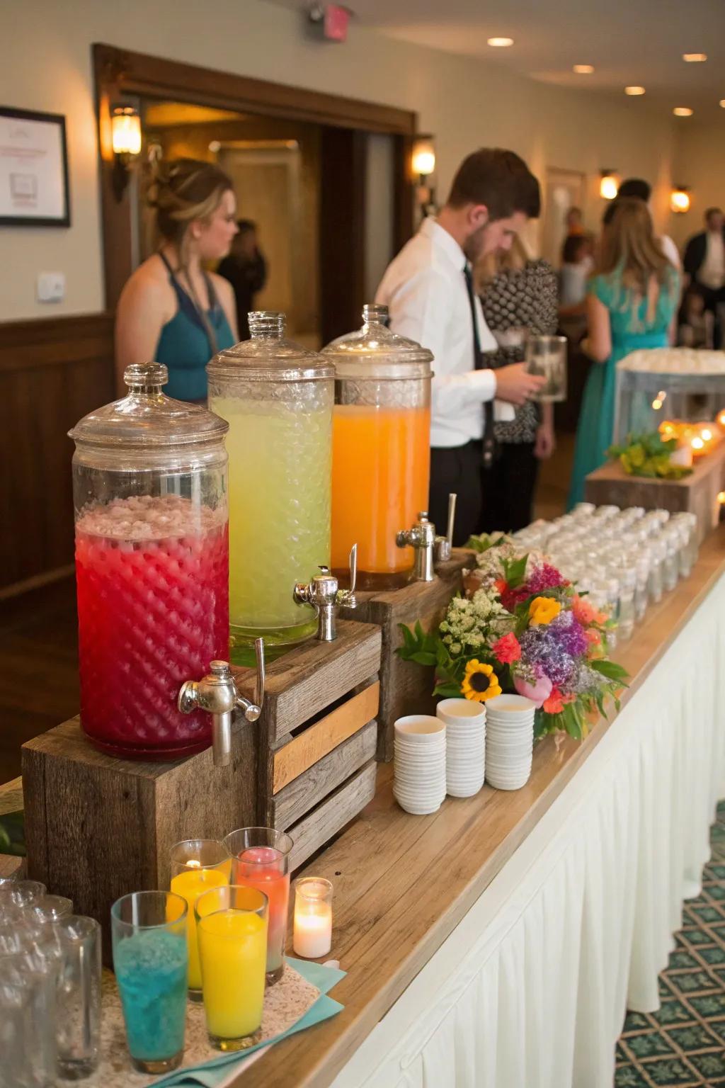 With a do-it-yourself beverage station, keep things simple.
