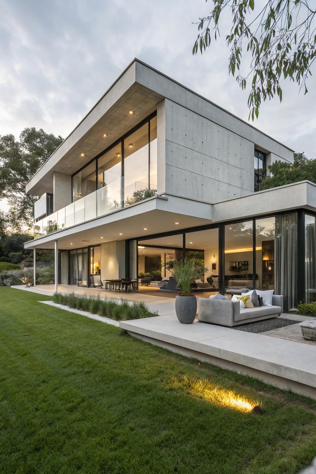 Fiberglass reinforced concrete creates a sleek, modern facade.