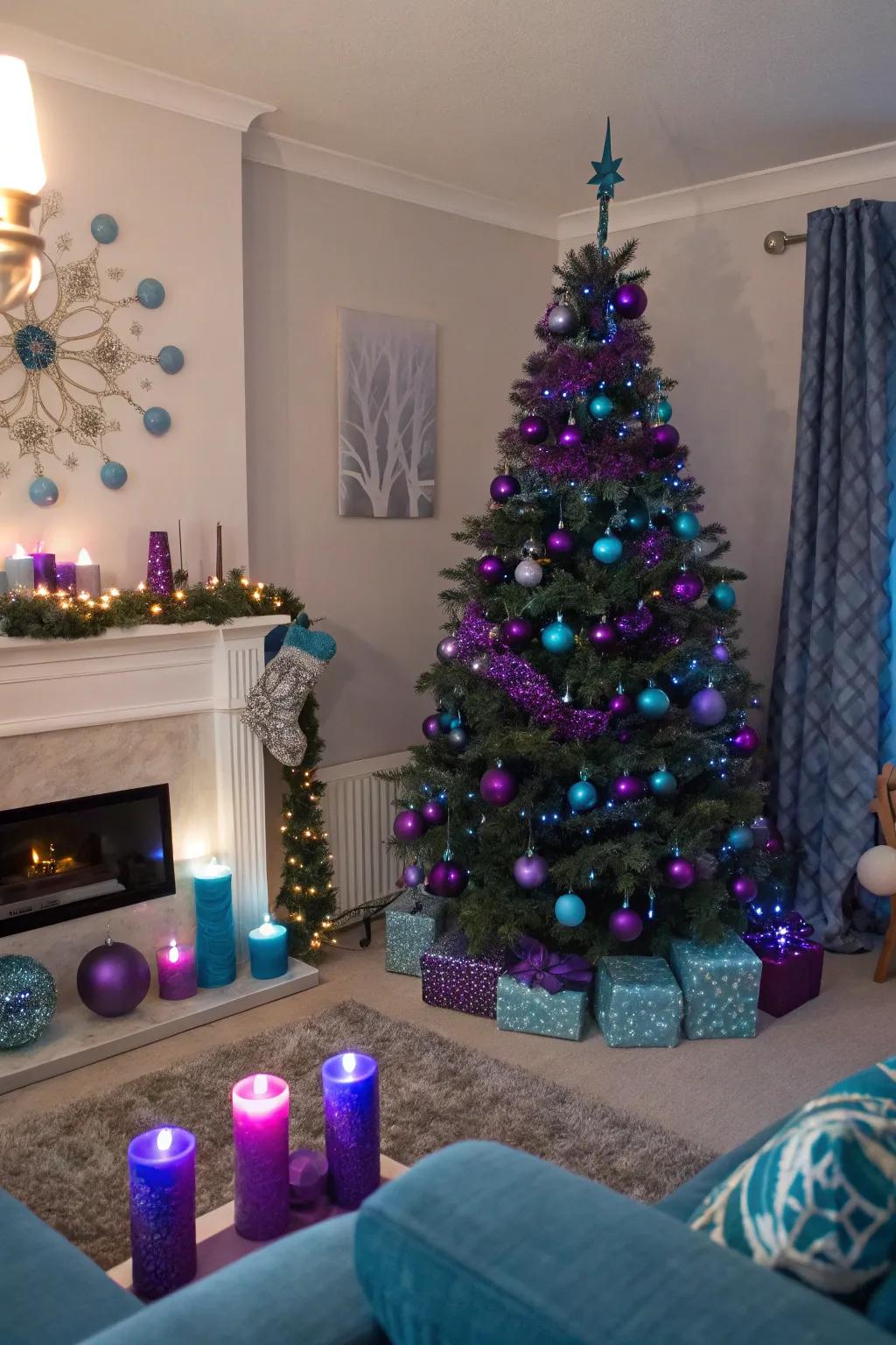 Unconventional colors infuse a contemporary deviation to conventional Christmas ornaments.