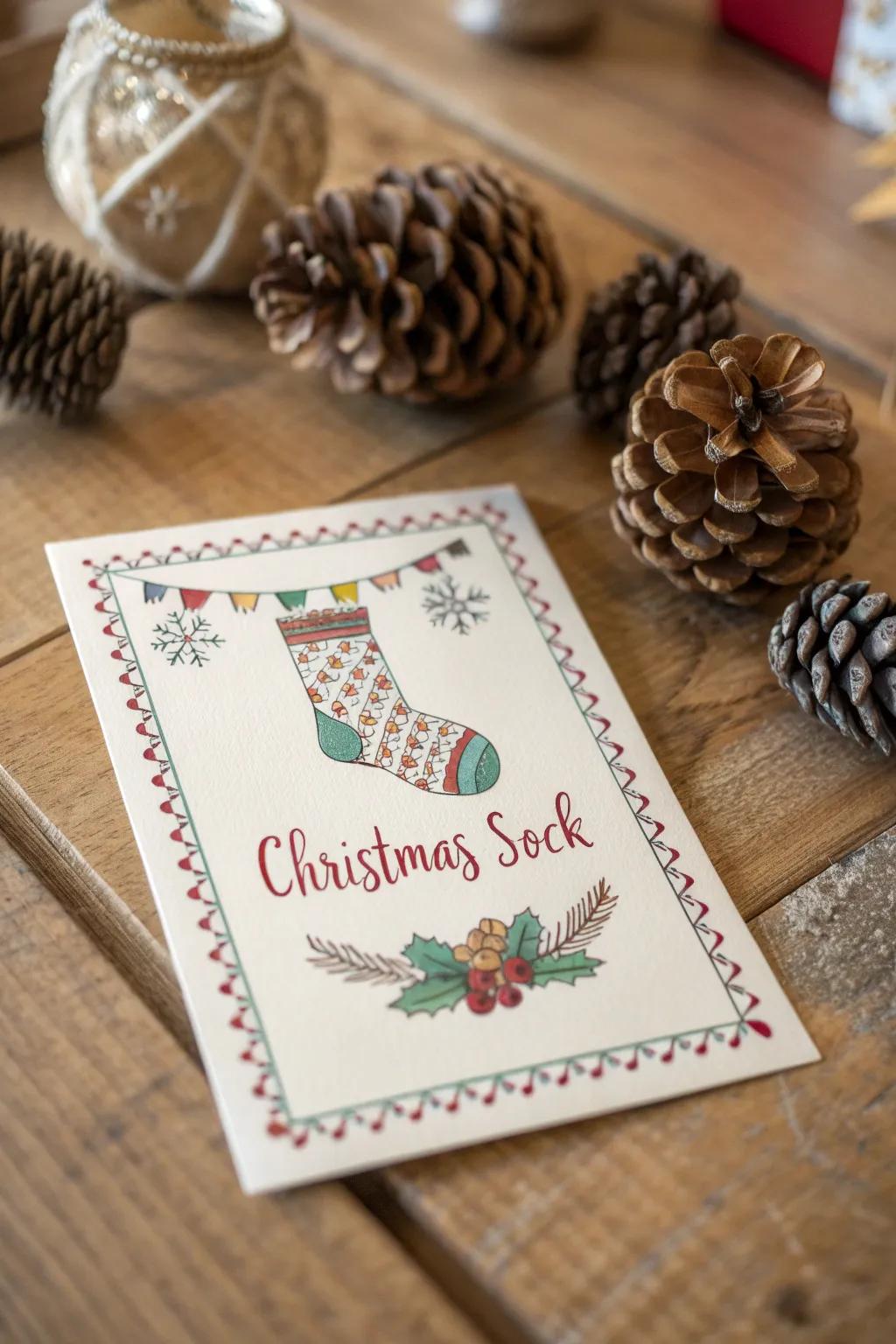 Festive invitations set the stage for your sock exchange.