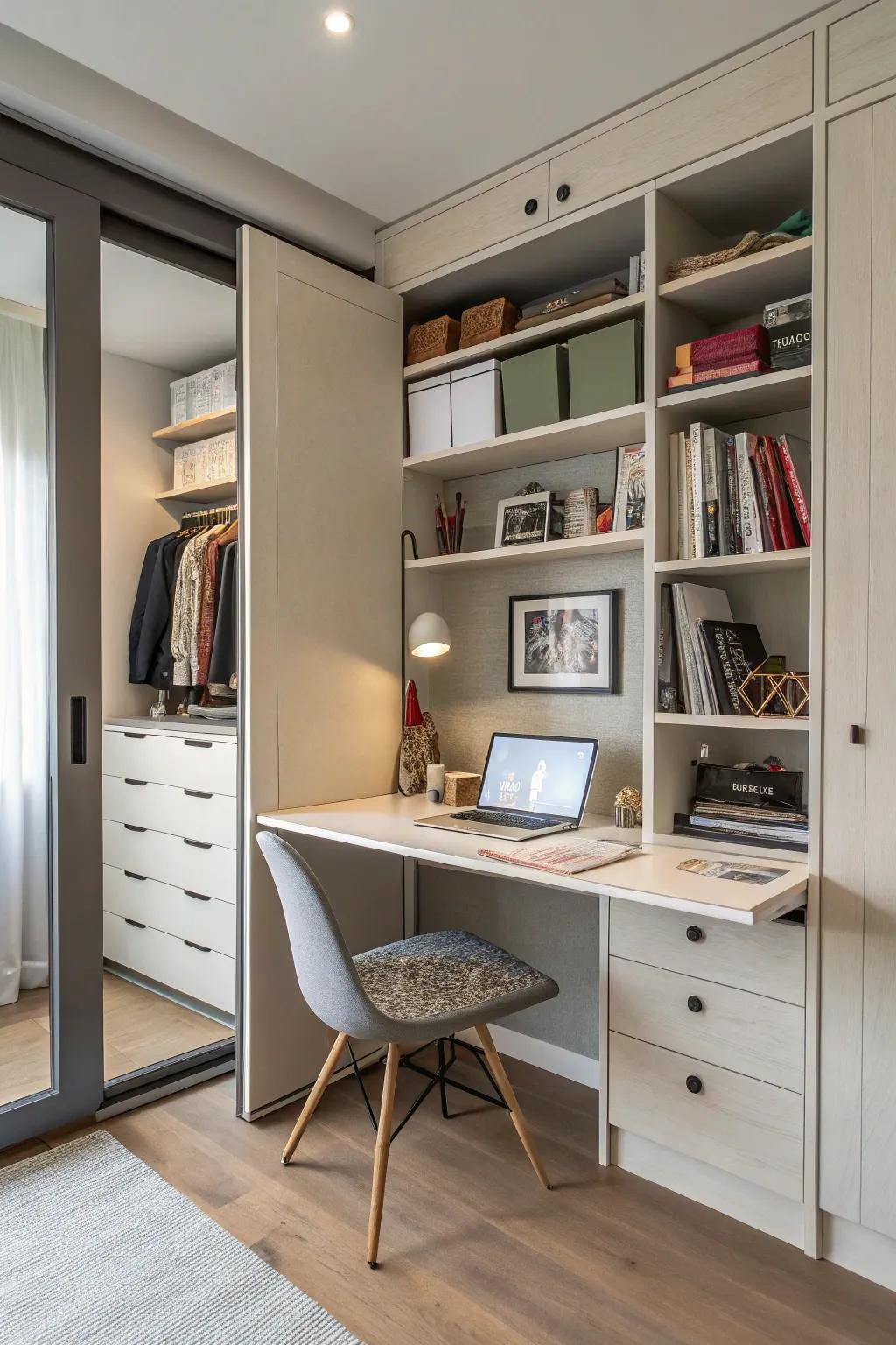 Create a convertible cloffice for flexible use of space.