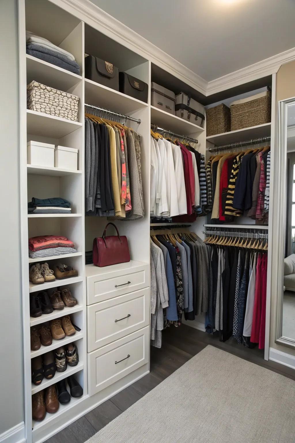 Vertical storage solutions maximize your closet's height.