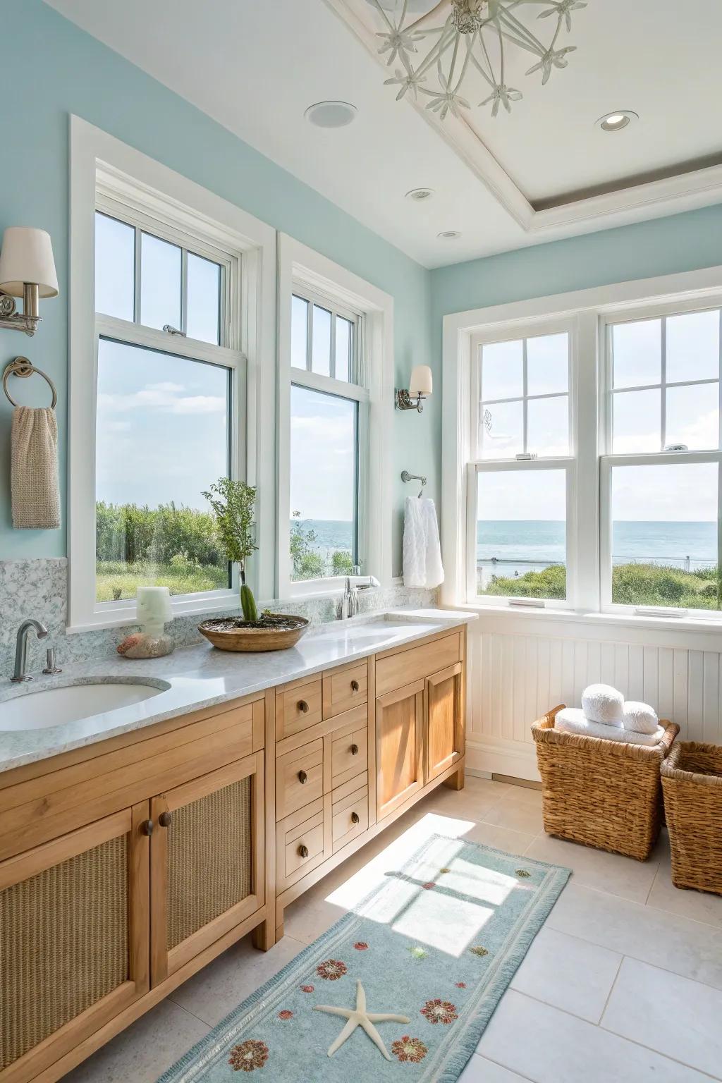 Natural light enhances the open and airy coastal sensation.