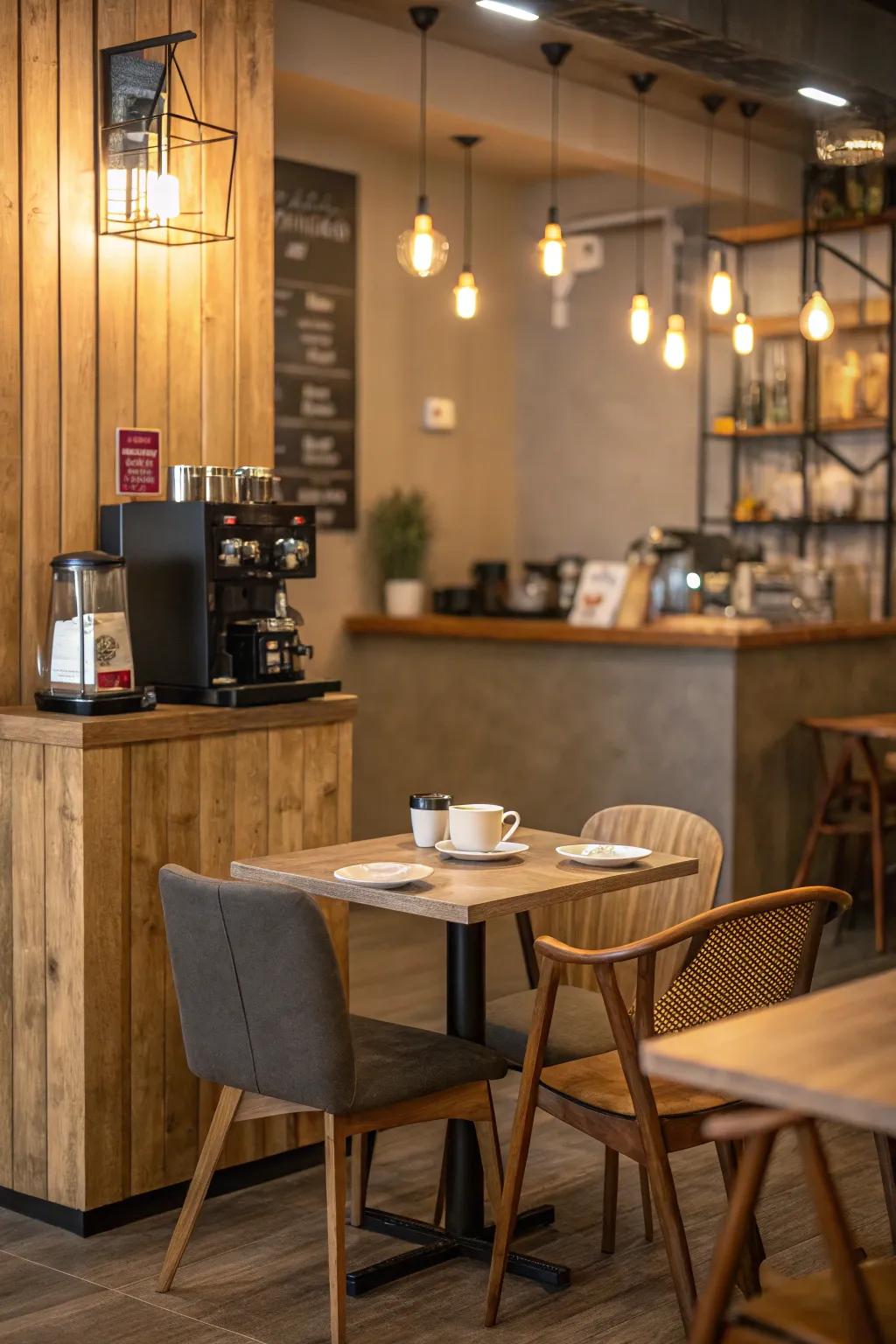 Motion activated lights enhance both function and mood in your coffee nook.