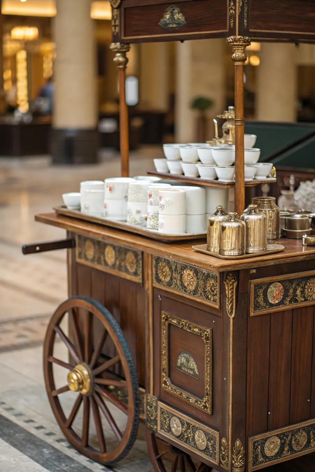 Add some vintage charm to your coffee cart.