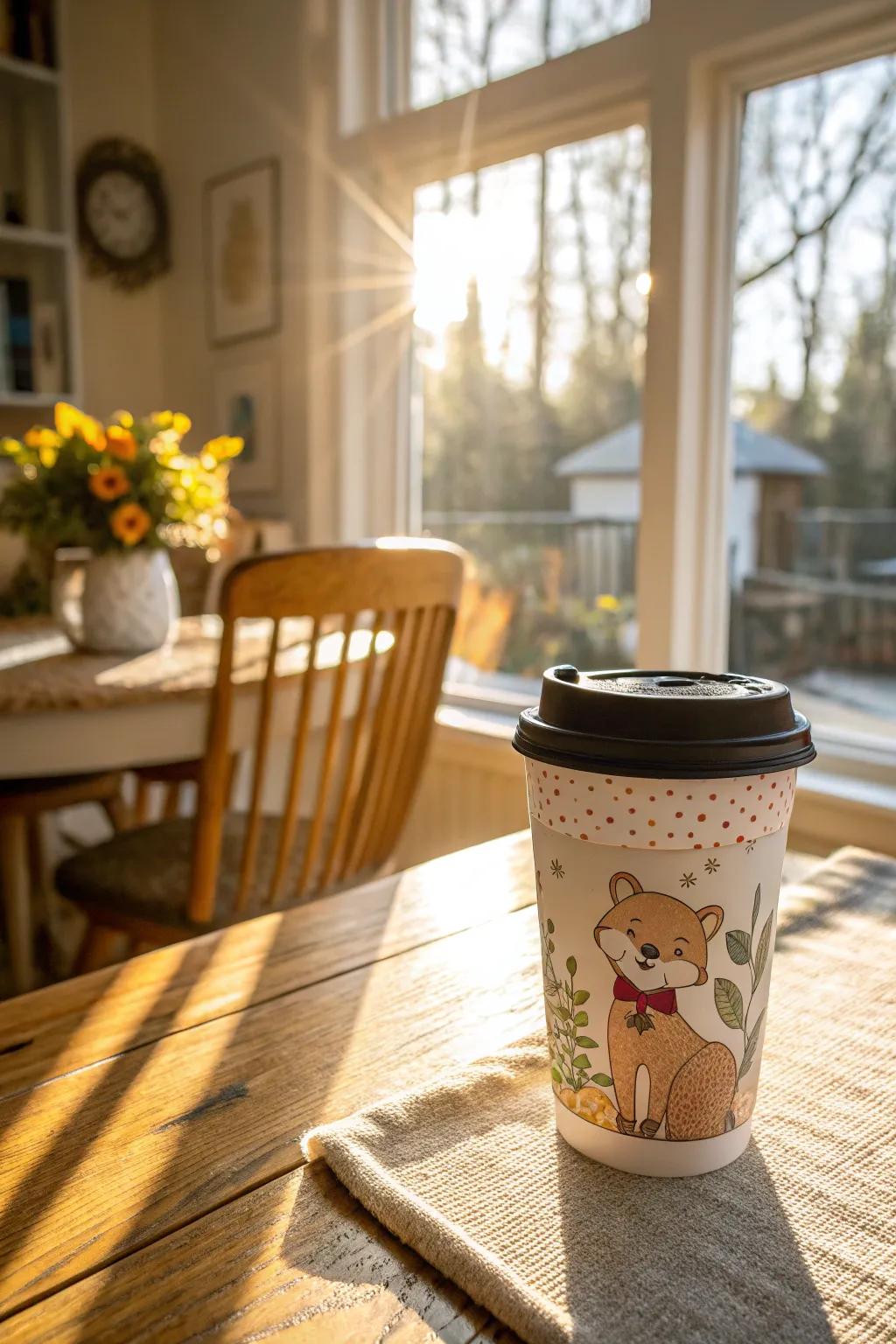 Contribute a playful touch to your coffee routine with cups featuring adorable creature designs.
