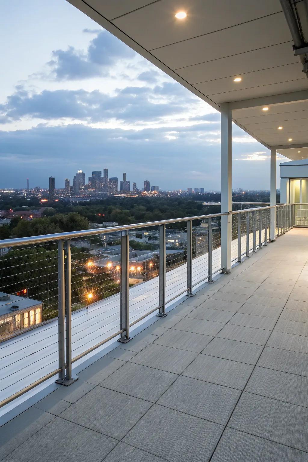 Minimalist surrounds on a skyline deck preserve stunning skyline views.