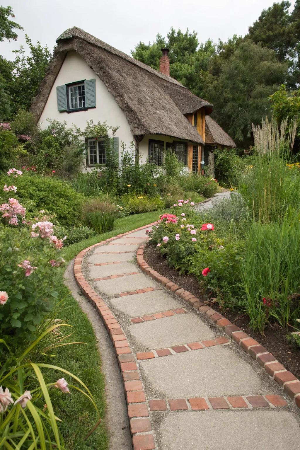 Decorative borders amplify the charm of any walkway.