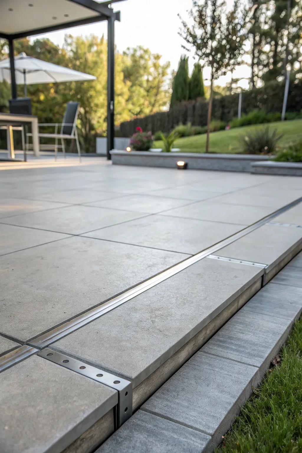 Metal borders provide a sleek, contemporary edge to patios.