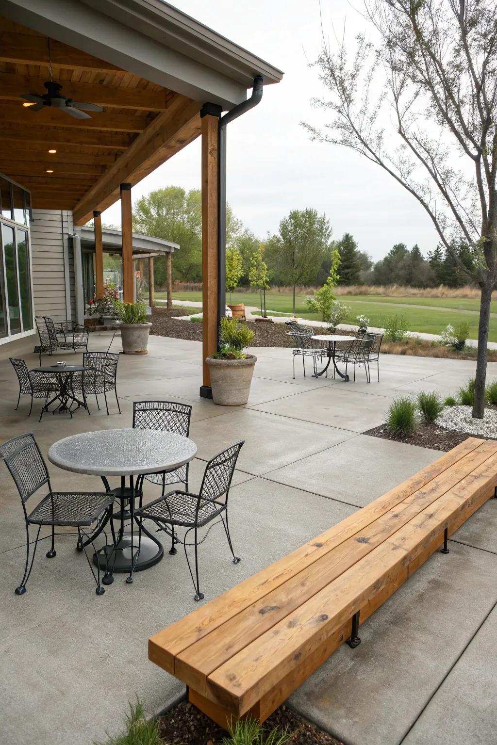 Blending materials adds depth and texture to your patio.