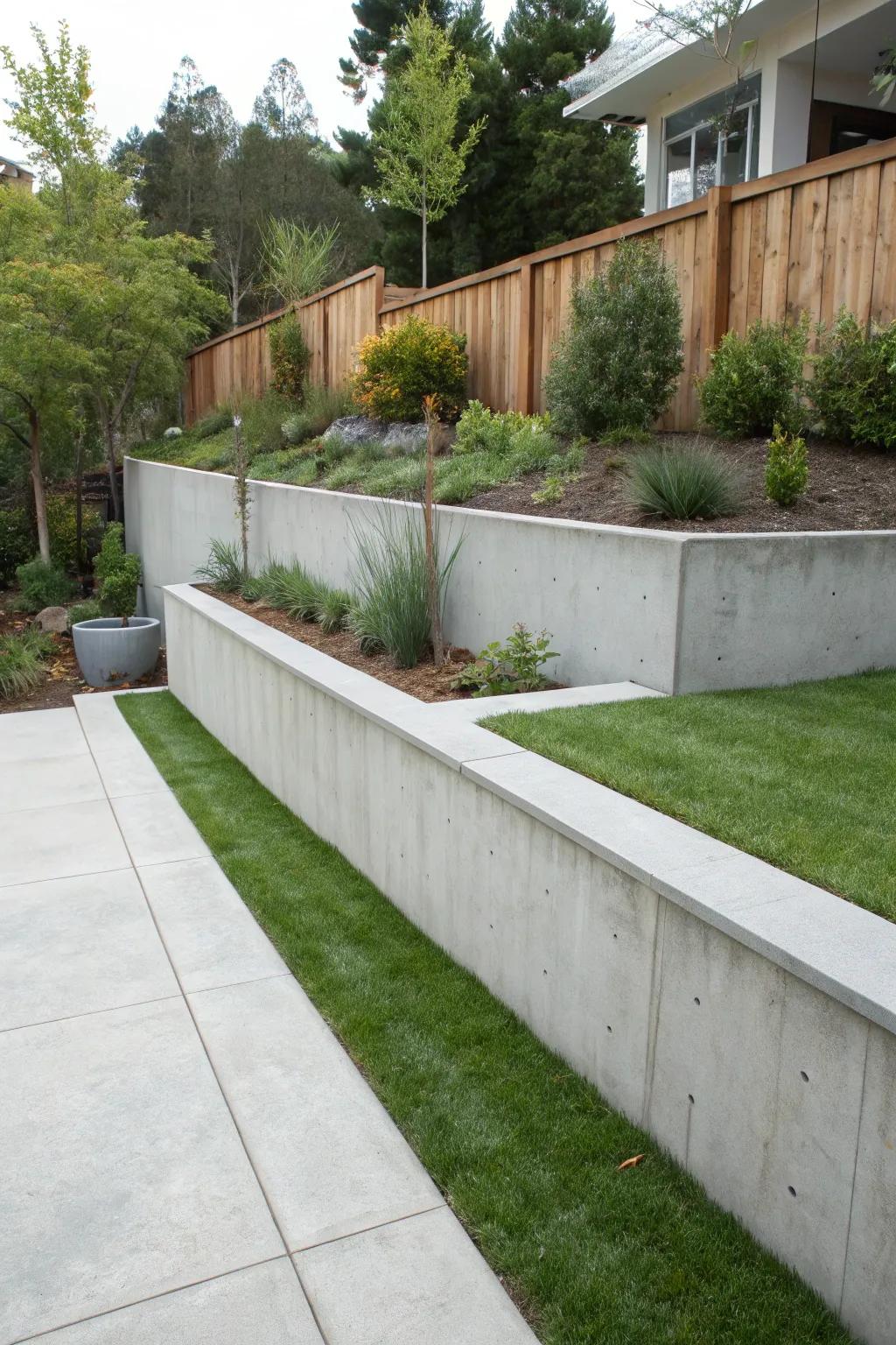 Poured concrete provides a seamless, modern treatment.