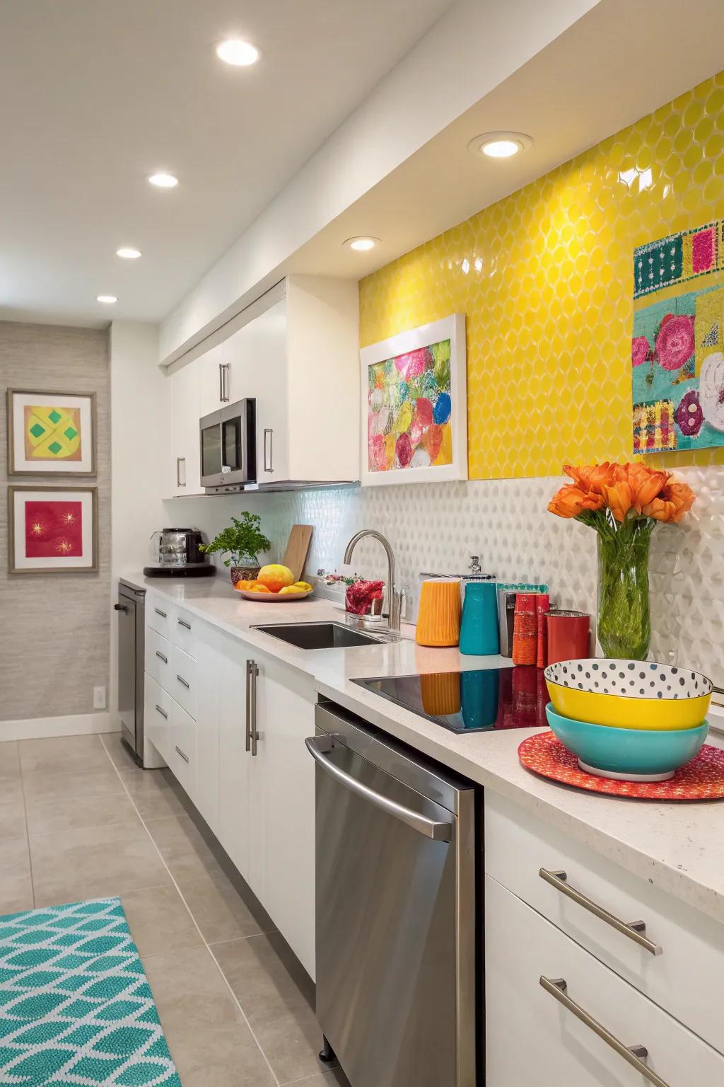Unexpected bursts of color personalize your kitchen.