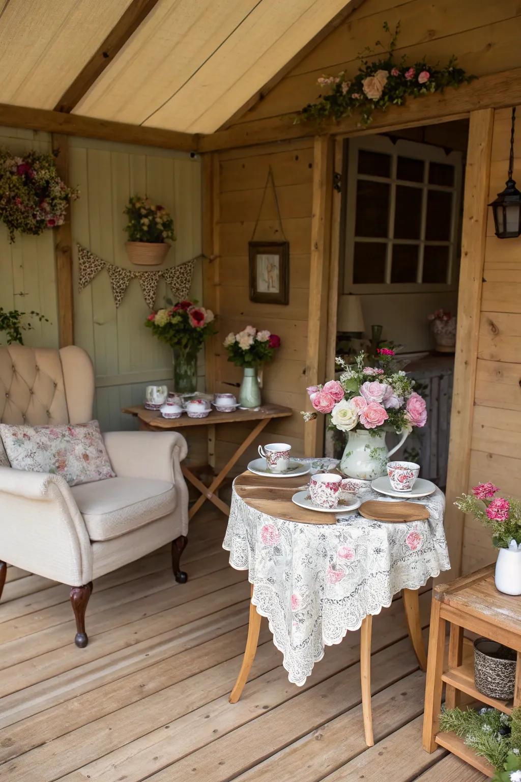 A charming retro tea parlor for cozy gatherings.