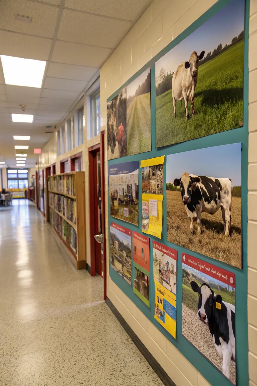 A 'Moo-ving Forward in Learning' hallway display