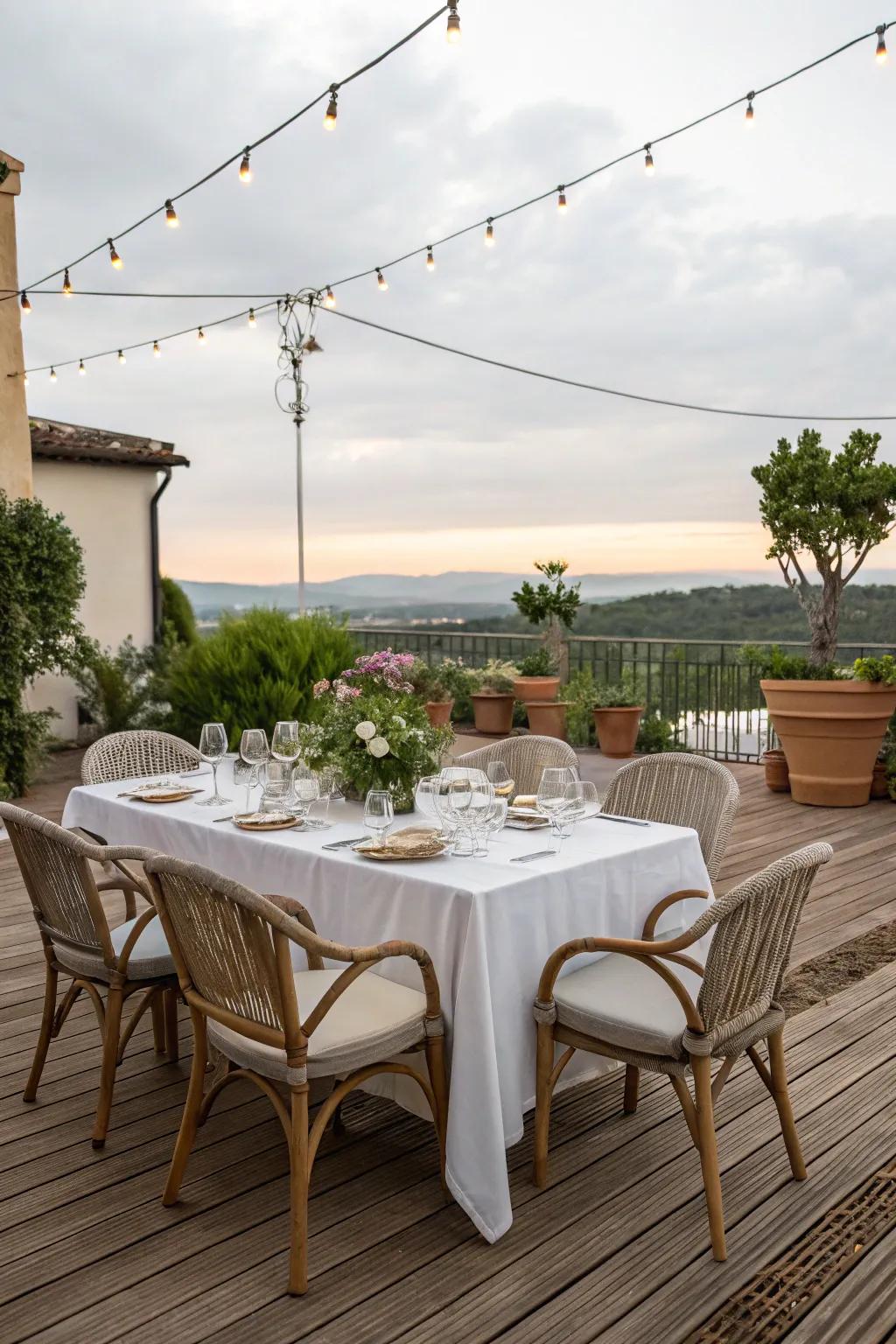 An outdoor dining area invites shared meals and gatherings.