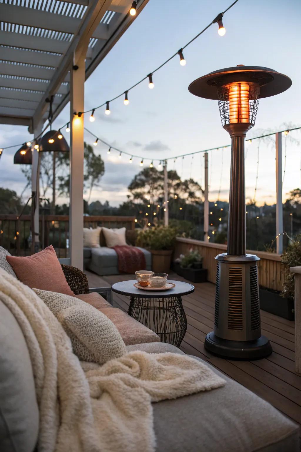 Exterior warmers deliver warmth for year-round enjoyment.
