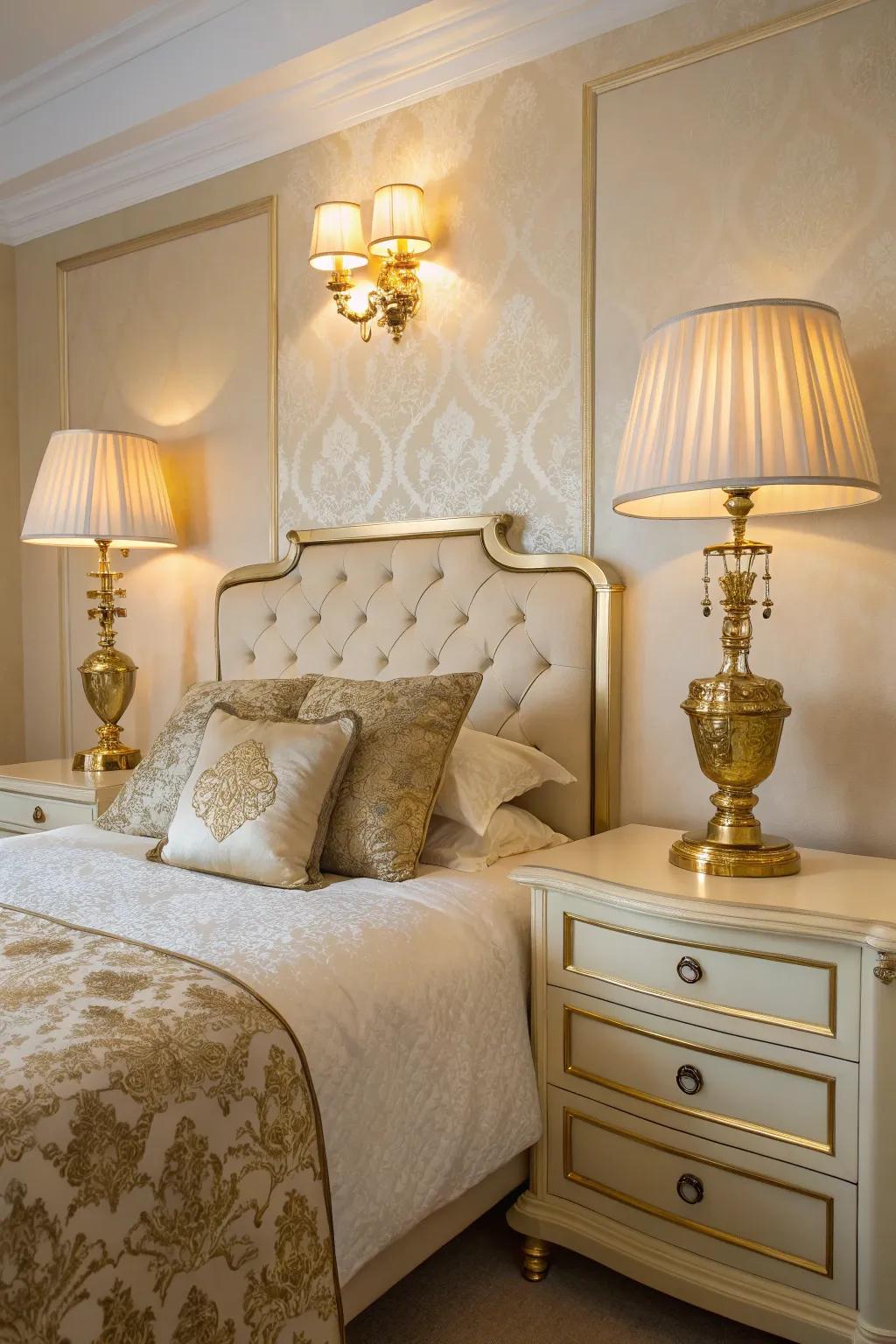 Gilded illumination parts improve the room's high-class and heat.