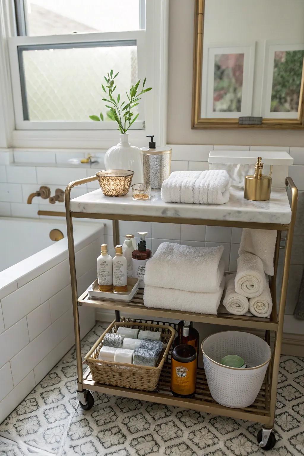 Serving carts present mobile and stylish storage possibilities.