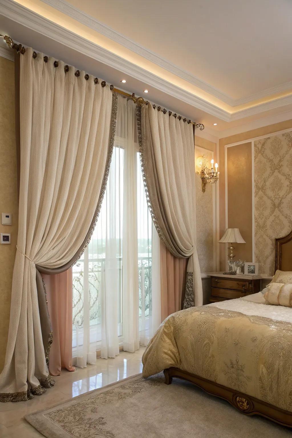 Double curtain rods offer versatility with layered curtains.