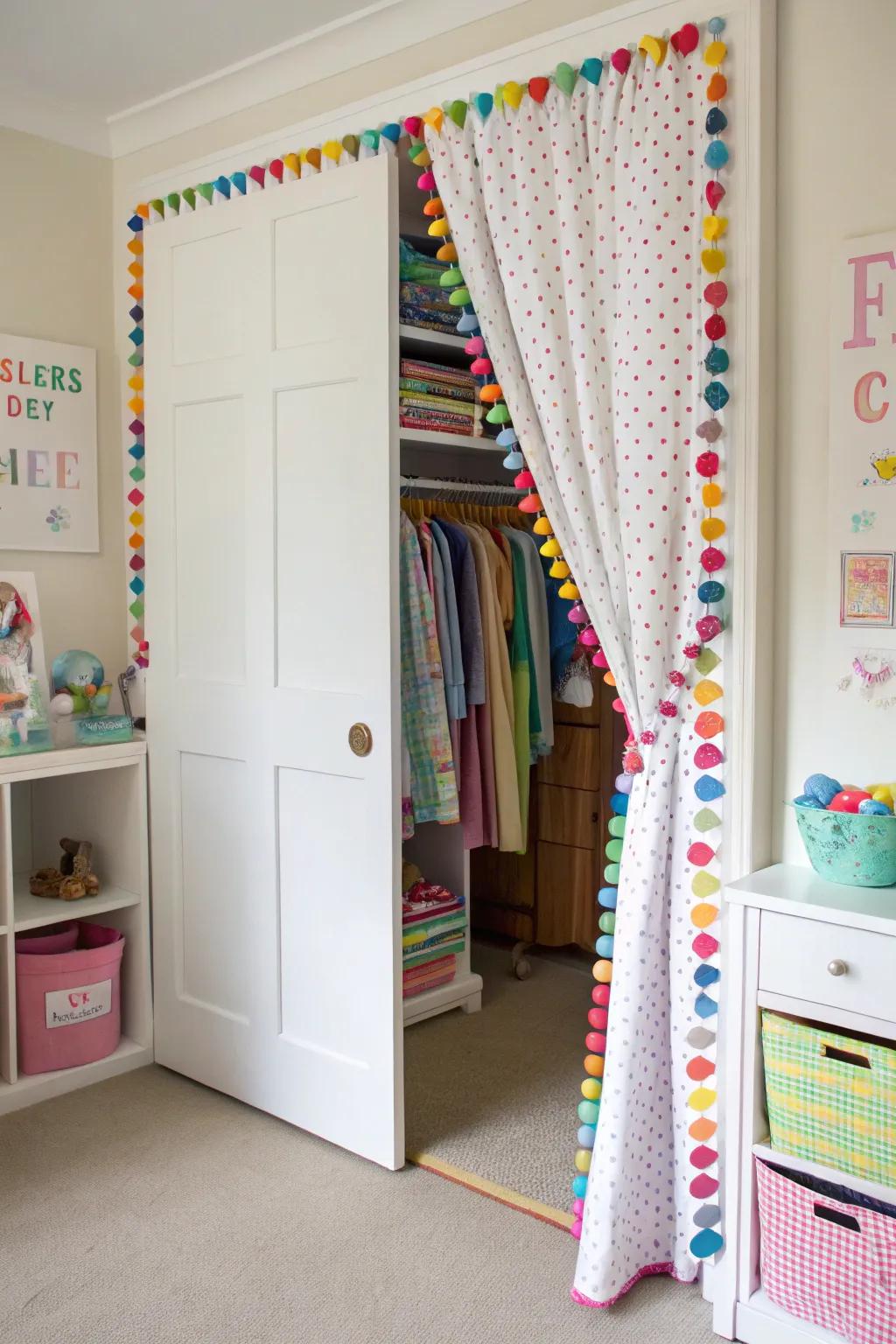 Infuse fun with fringe trimmed curtains.