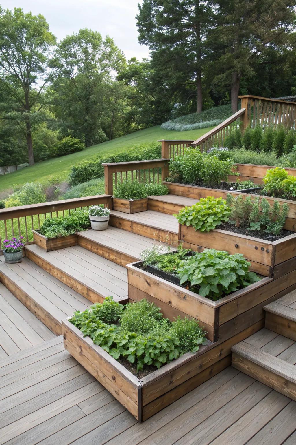 Tiered design adding depth and interest.