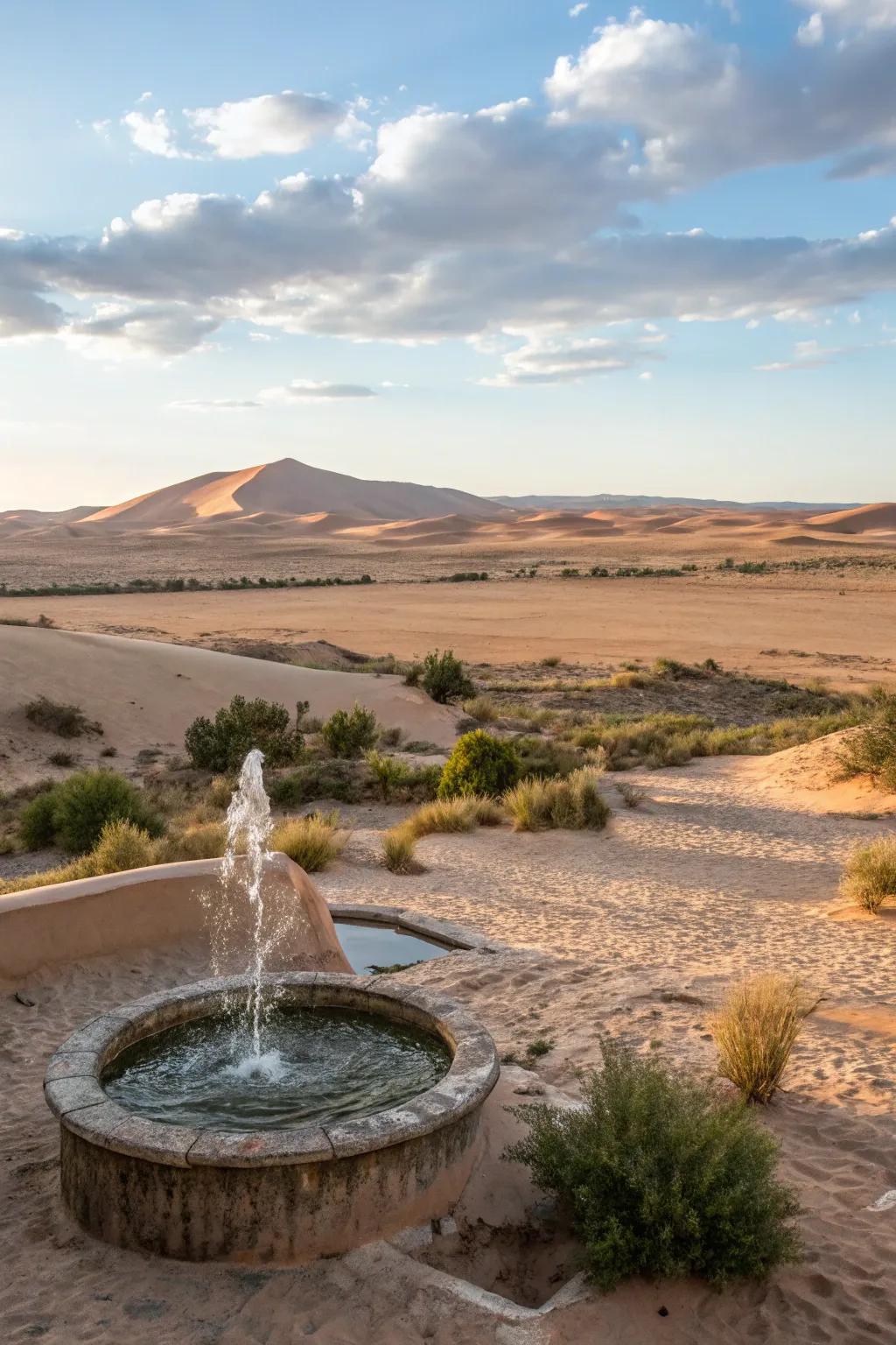 A calming water feature that attracts wildlife and adds serenity to the garden.