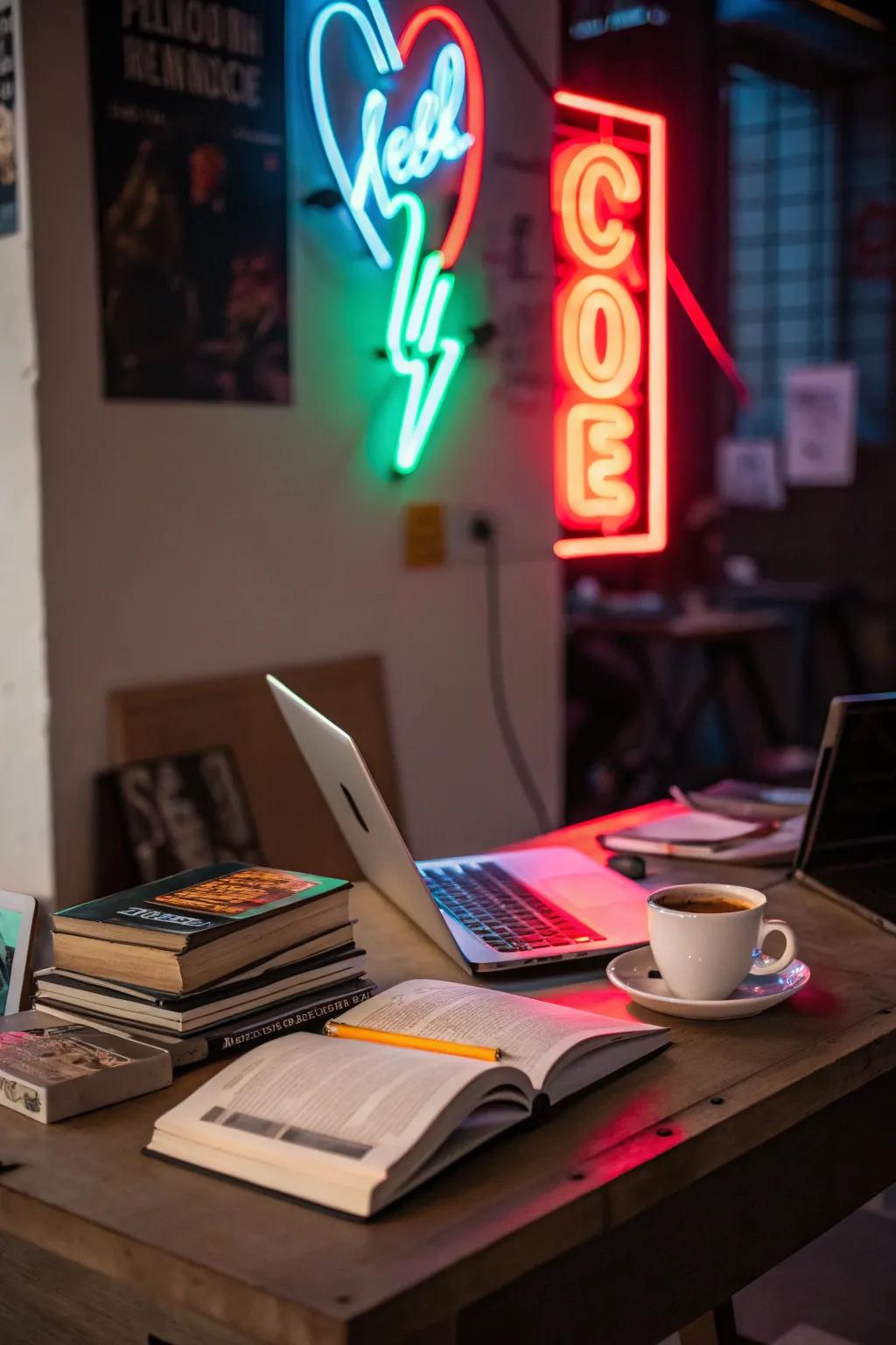Unique lighting adds a distinctive flair to your desk.
