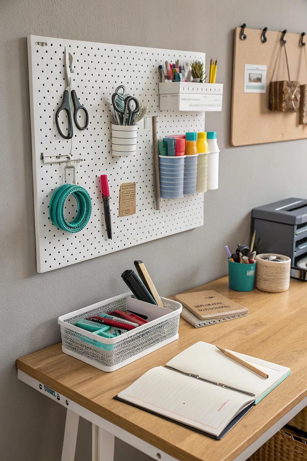 Pegboards designed for efficient vertical storage.