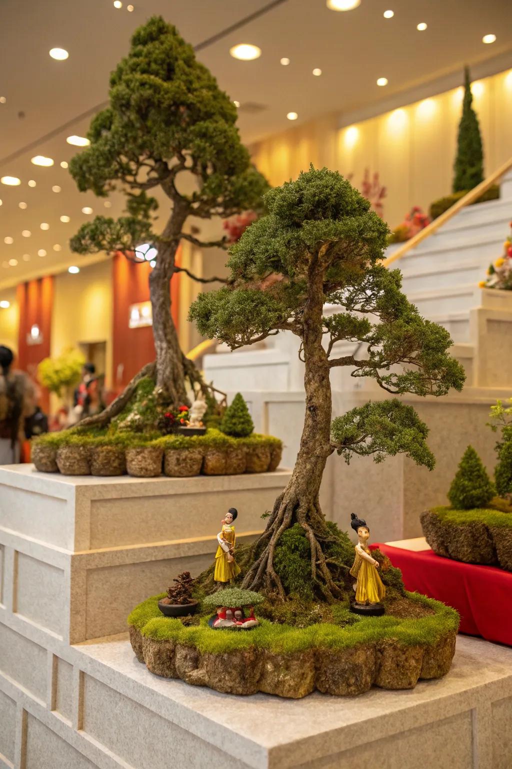 Wire and verdure foliage infuse a natural element to the Golu setup.