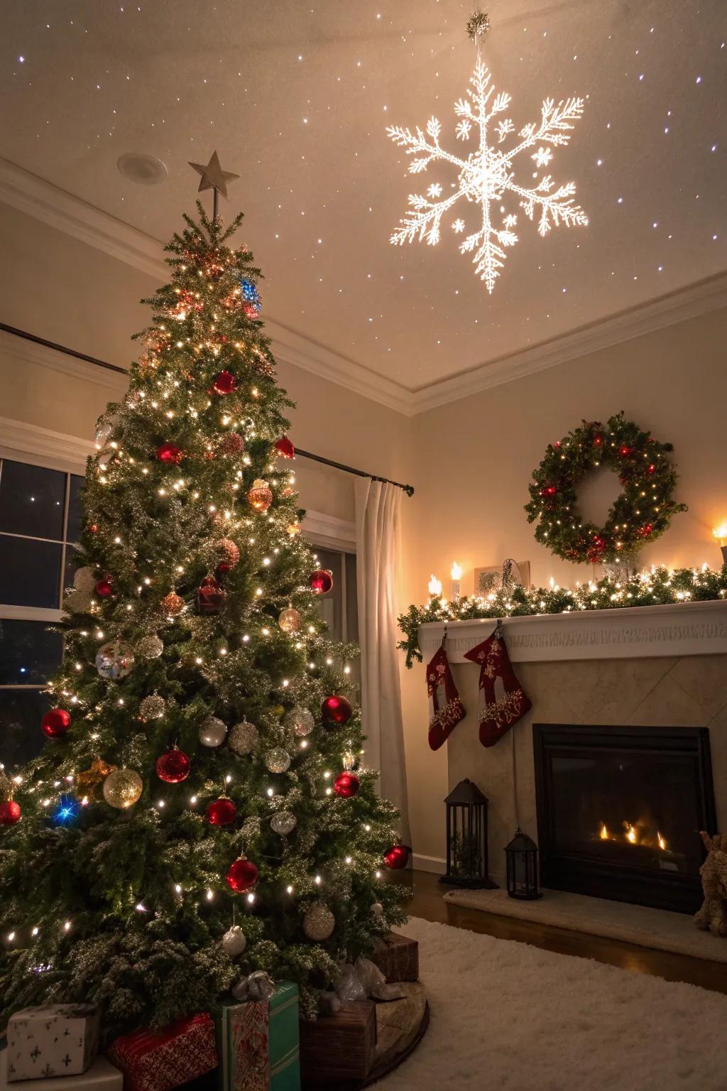 Timeless shimmer with a snowflake topper.