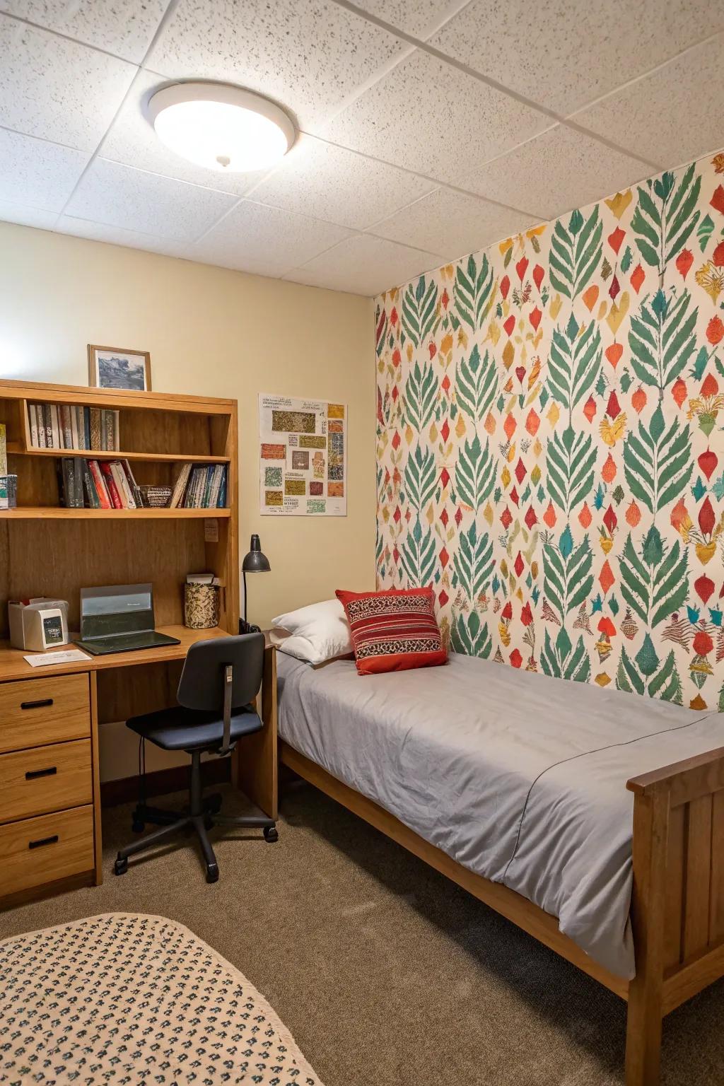 Peel-and-stick wallpaper offers a creative touch.