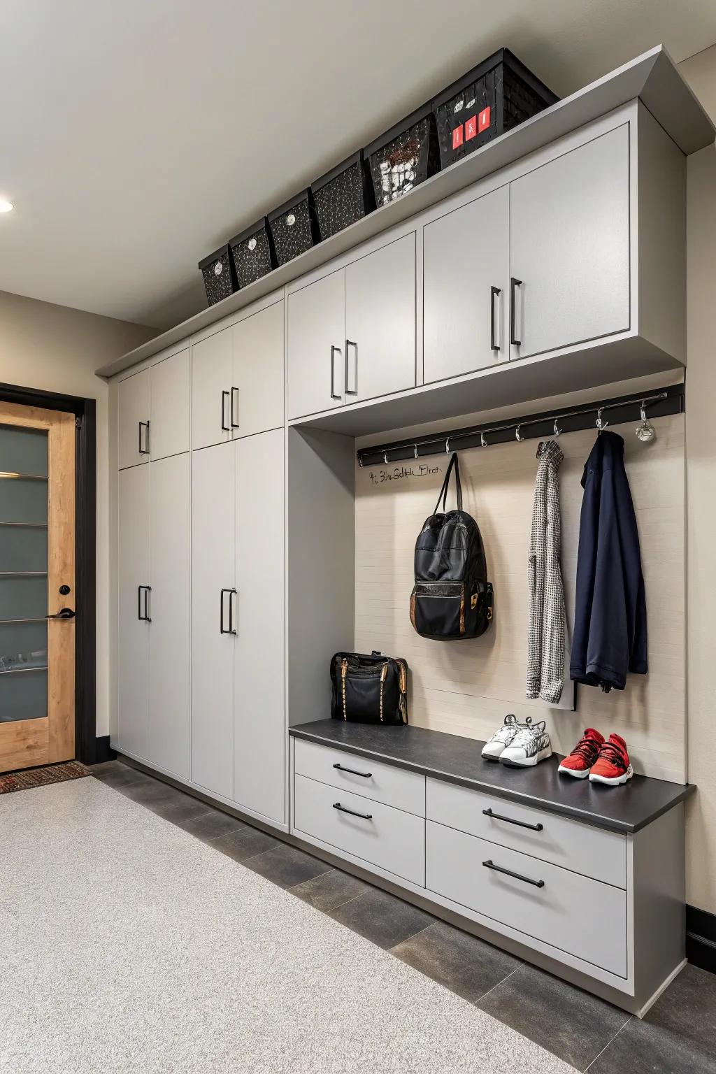 Organize your garage with a practical landing spot.