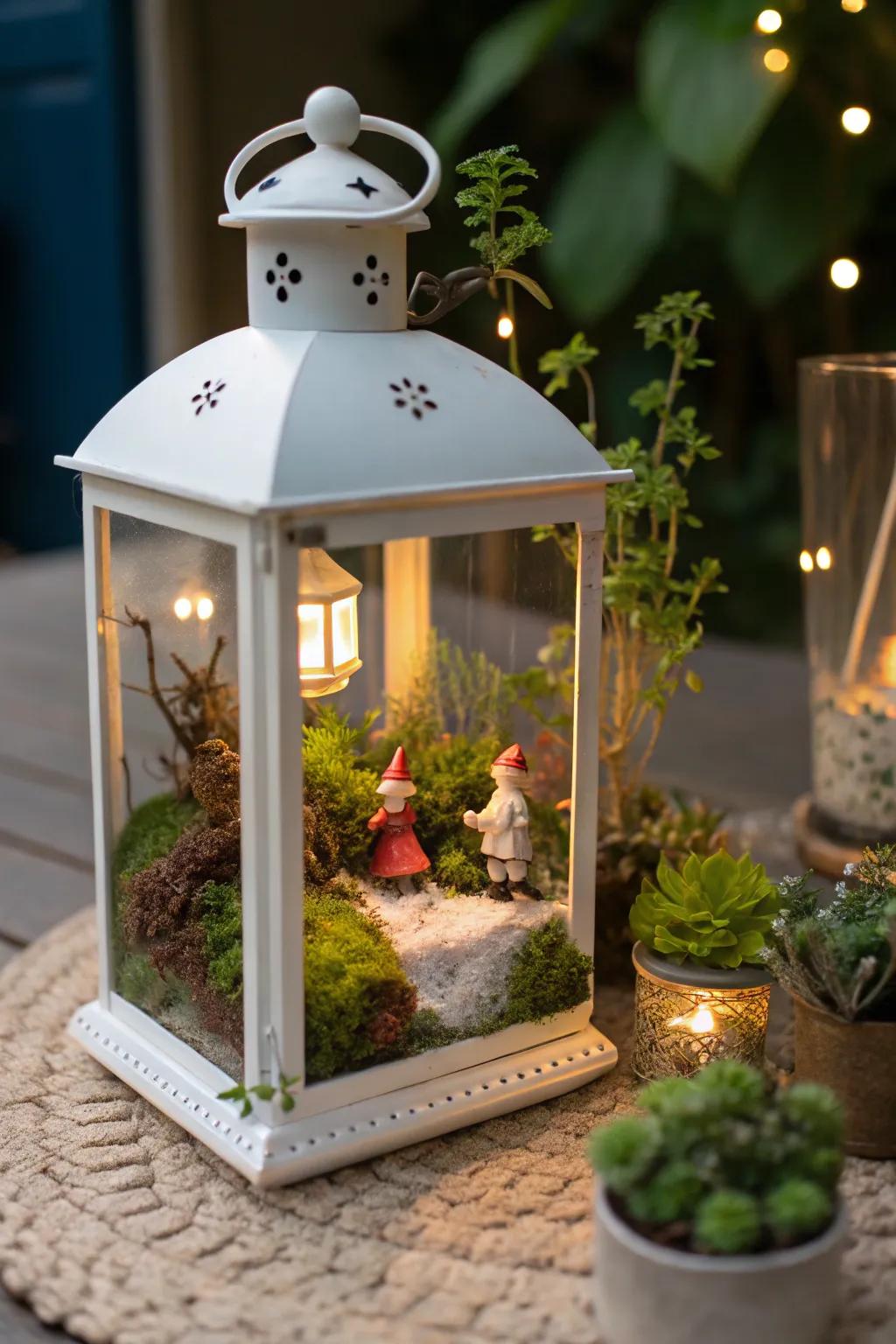 A small-scale garden brings the outdoors into your lamp.