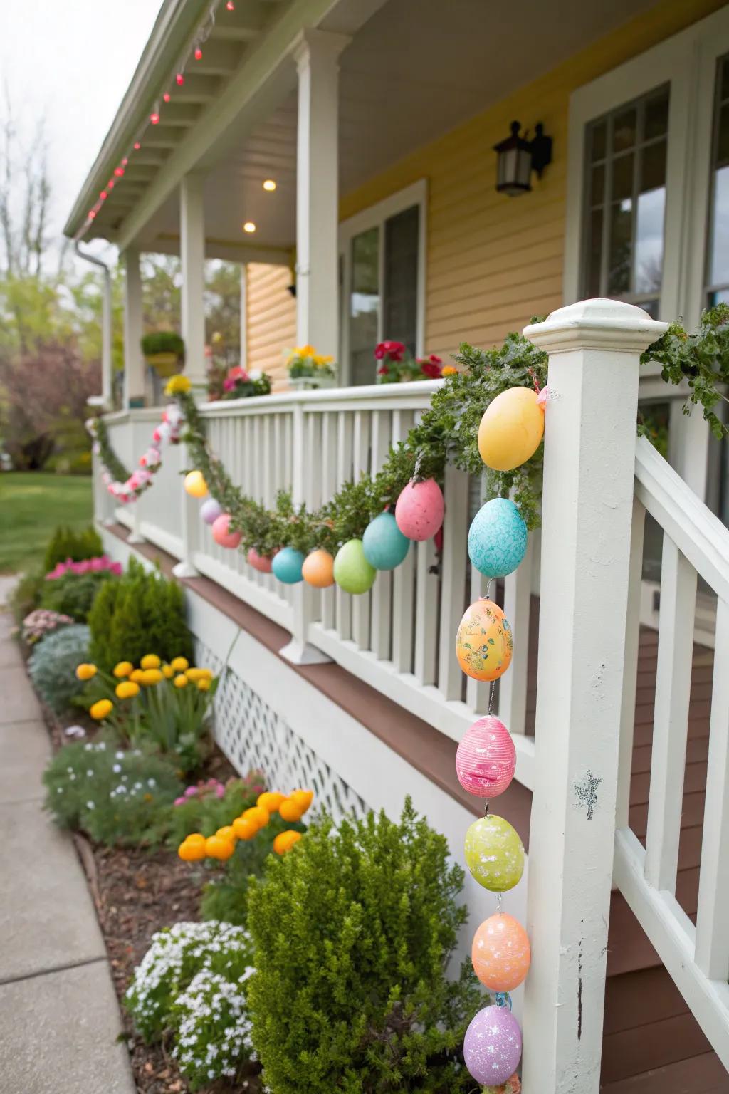 Sphere wreaths contribute a festive elegance to your porch.