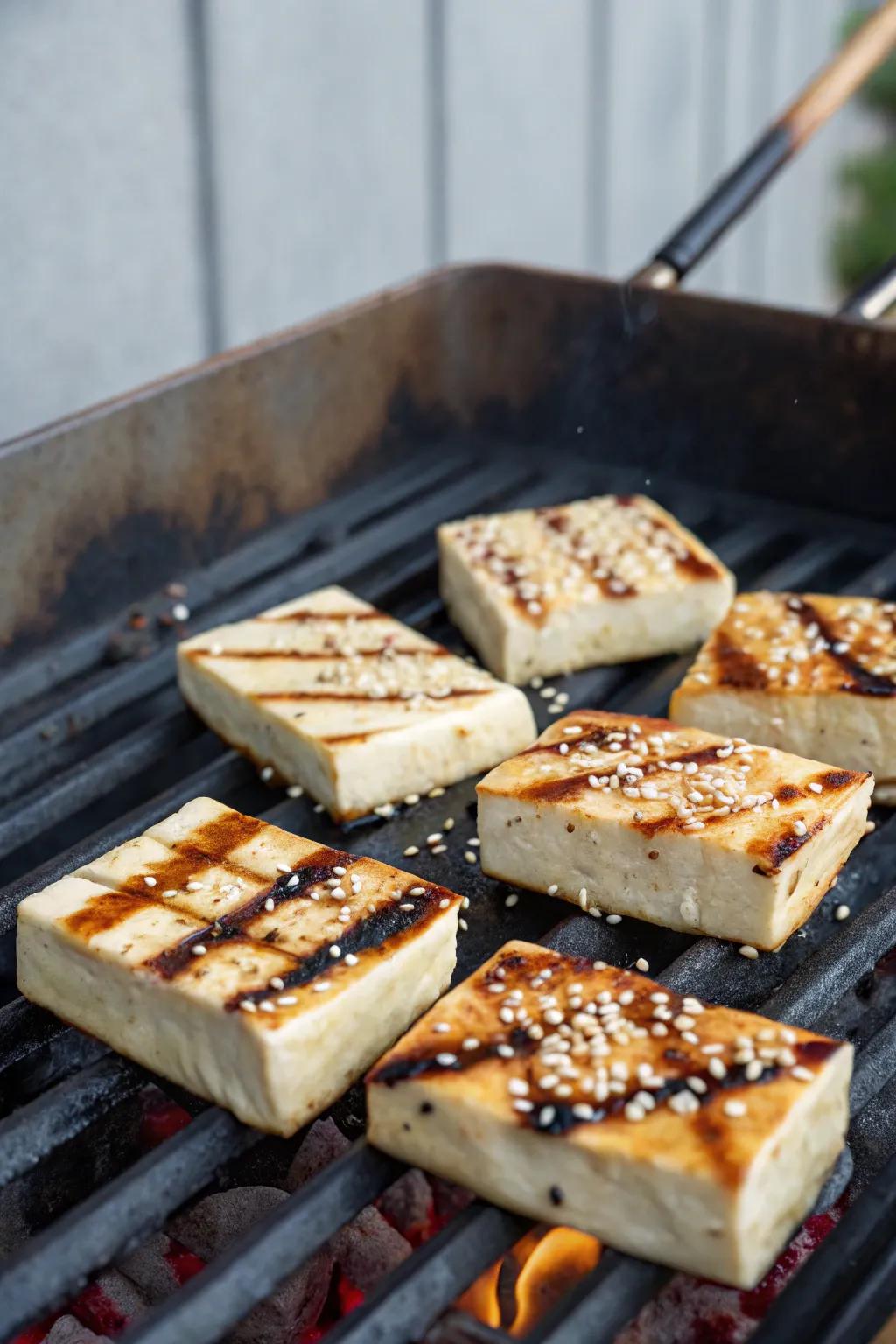 Tasty flame-broiled bean curd suited for all BBQs.