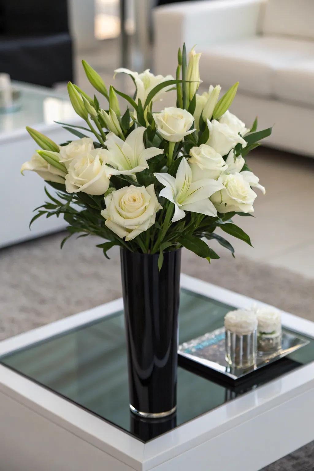 Single-shade arrangements exude refinement and grace.