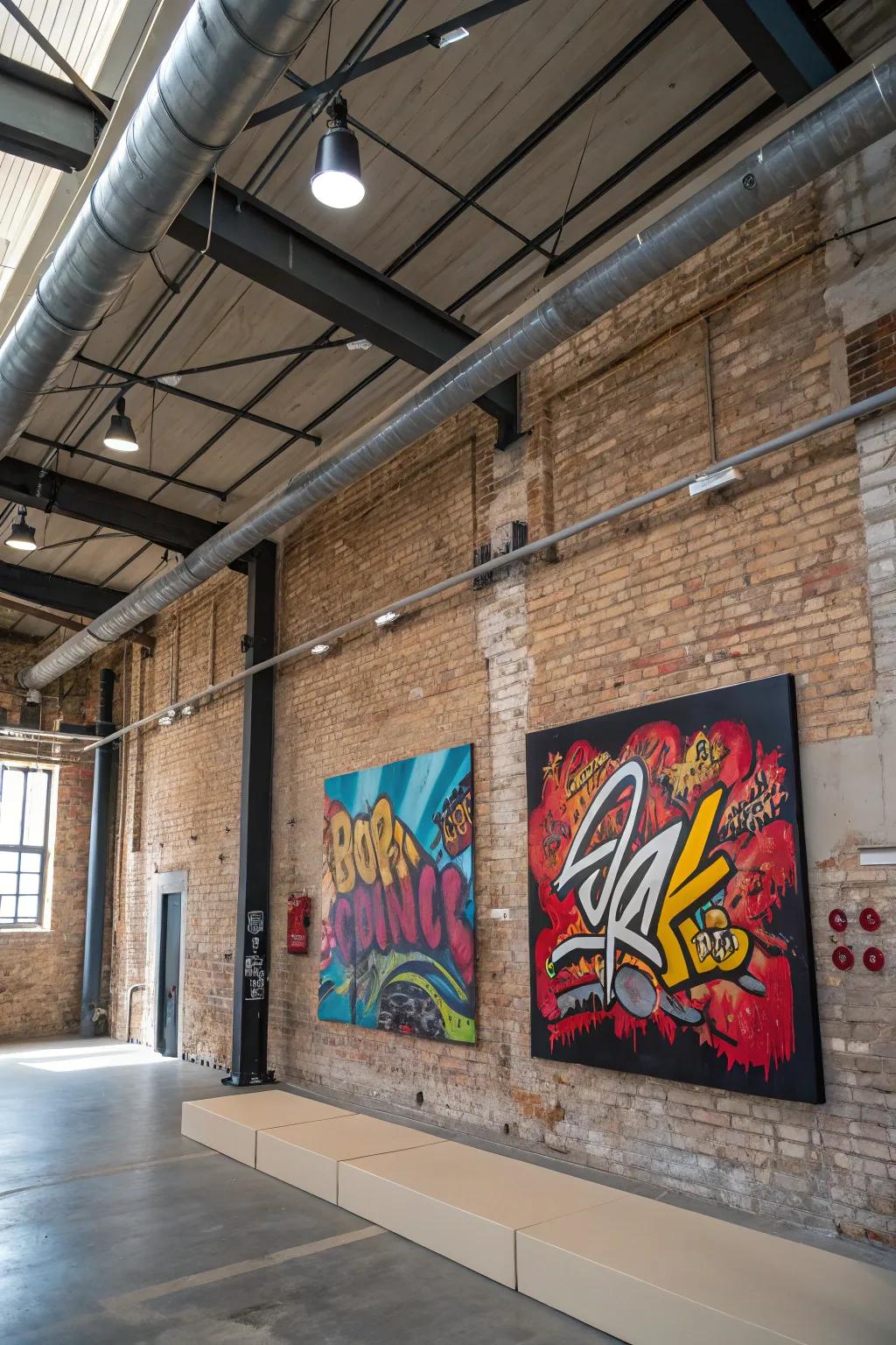 Urban street art brings raw authenticity indoors.